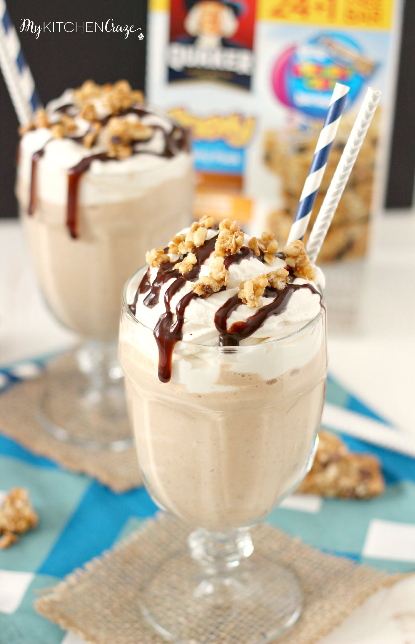 Chocolate Peanut Butter Granola Milkshake ~ mykitchencraze.com ~ #QuakerTime #ad