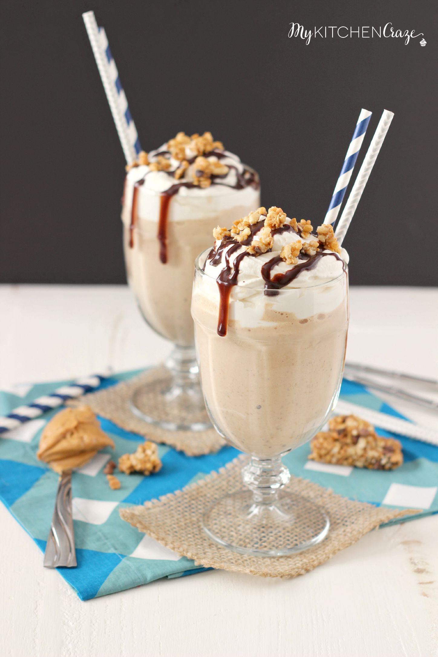 Chocolate Peanut Butter Granola Milkshake ~ mykitchencraze.com