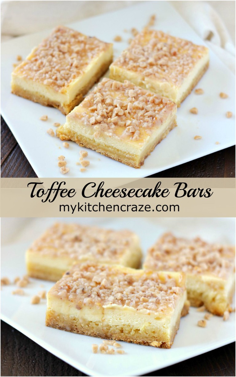 Toffee Cheesecake Bars - My Kitchen Craze