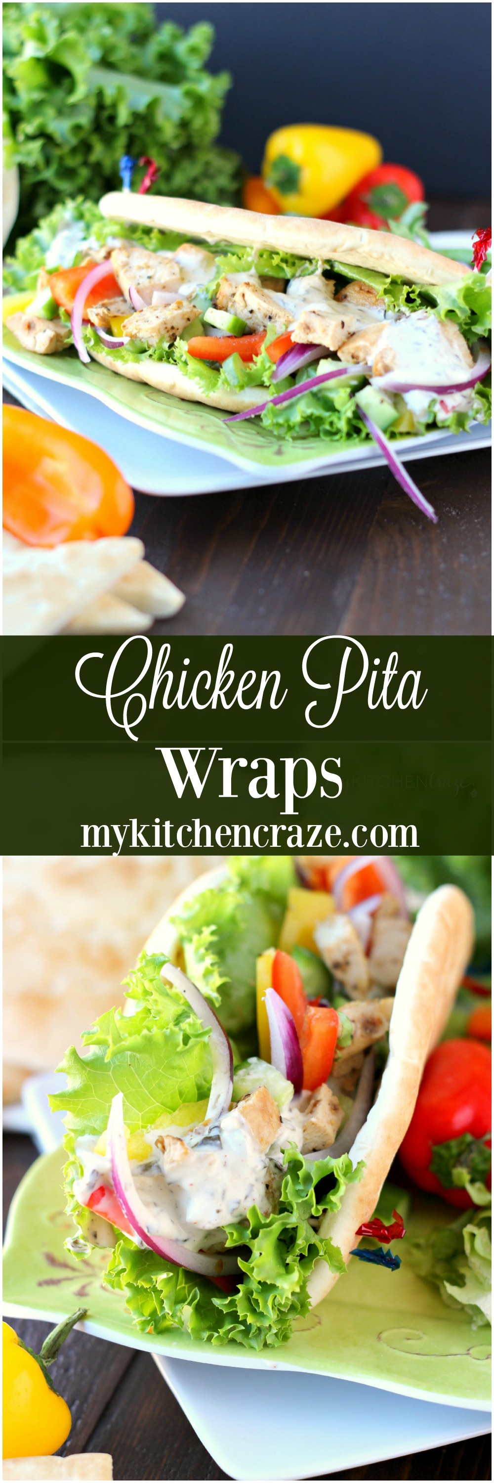 Chicken Pita Wraps ~ mykitchencraze.com ~ A quick, easy and delicious dinner for those busy nights!