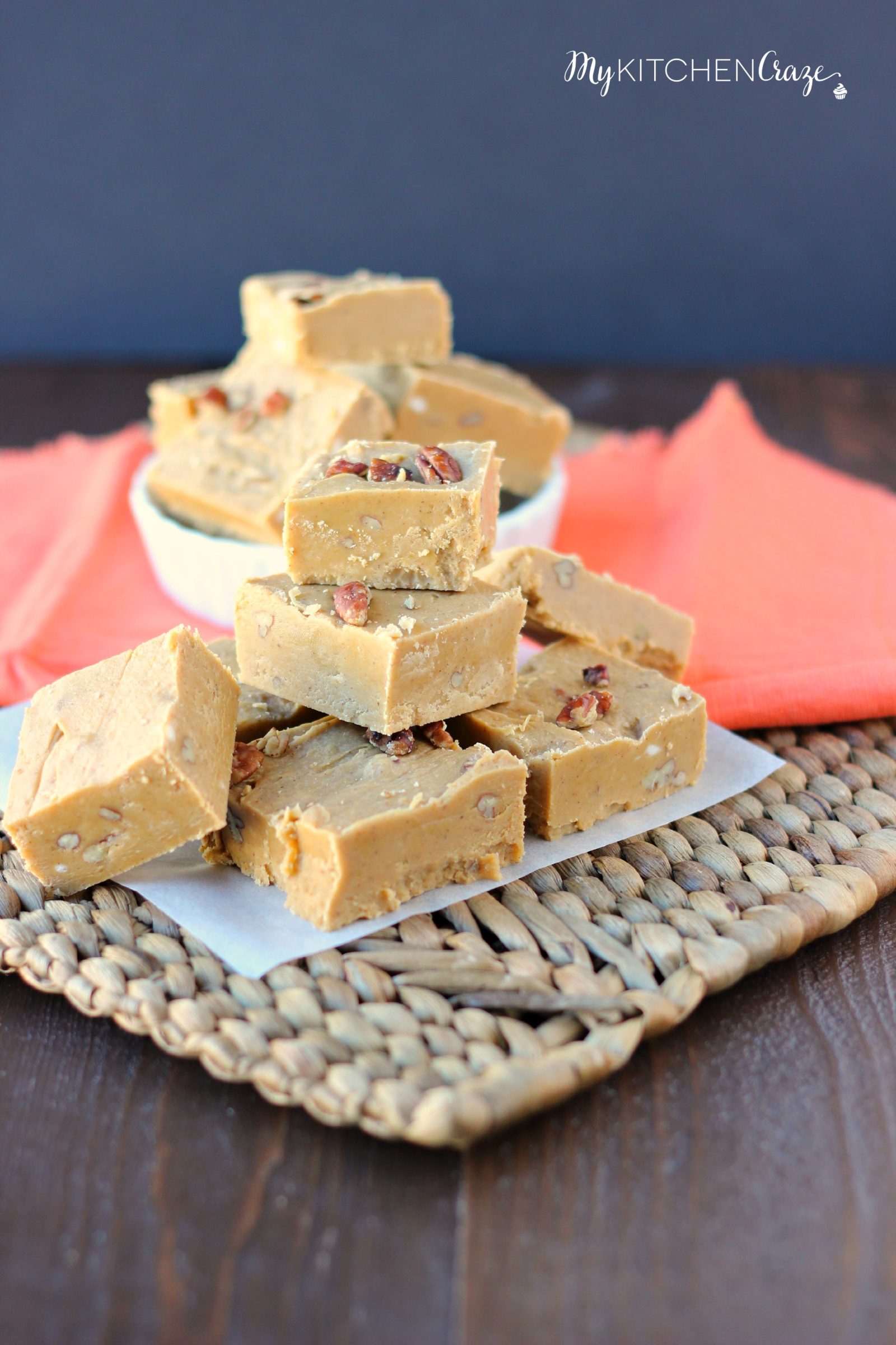 Pumpkin Fudge ~ mykitchencraze.com ~Pumpkin Fudge is a classic holiday recipe that tastes delicious and is perfect for the season!