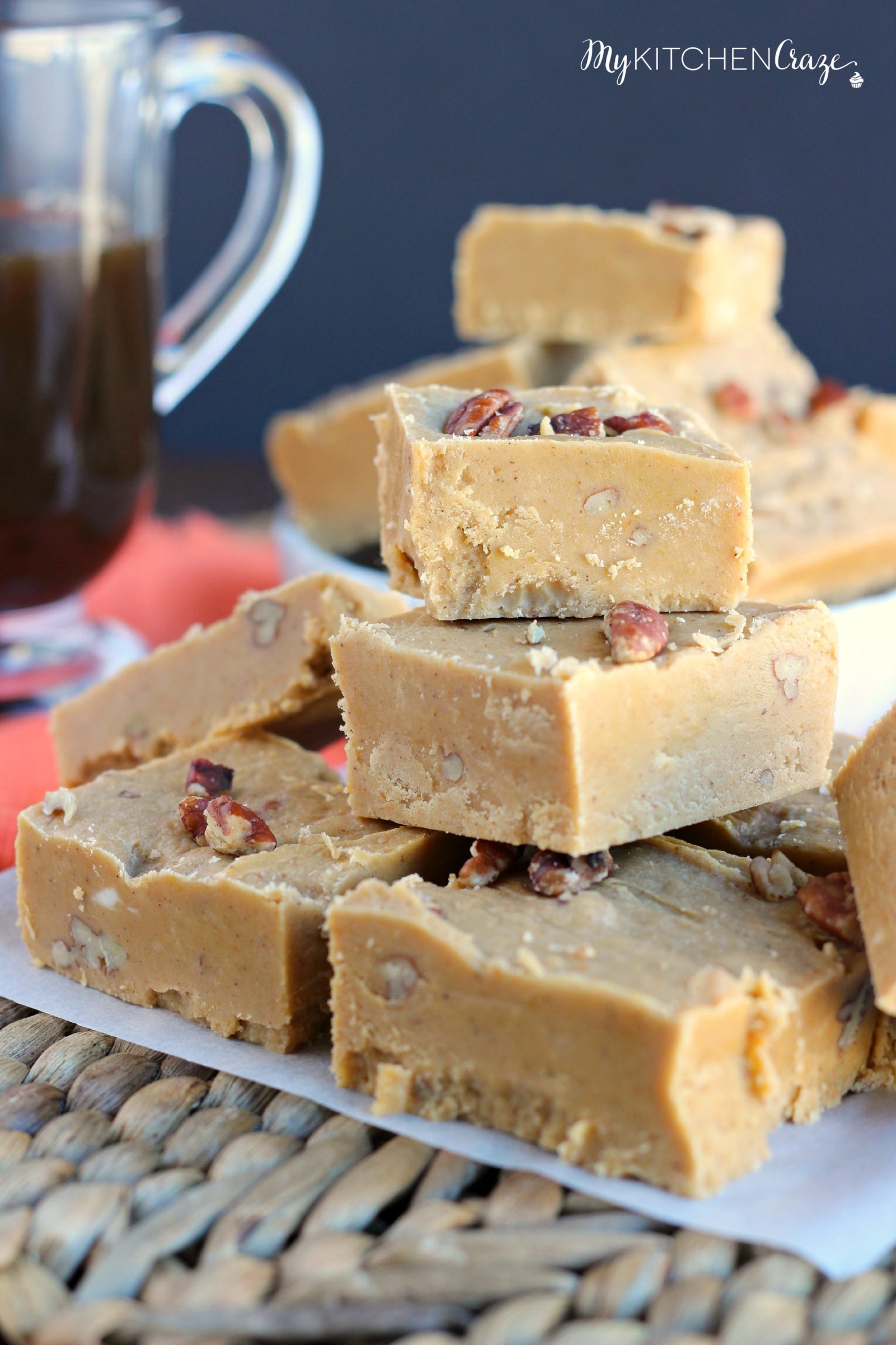 Pumpkin Fudge ~ mykitchencraze.com ~Pumpkin Fudge is a classic holiday recipe that tastes delicious and is perfect for the season!