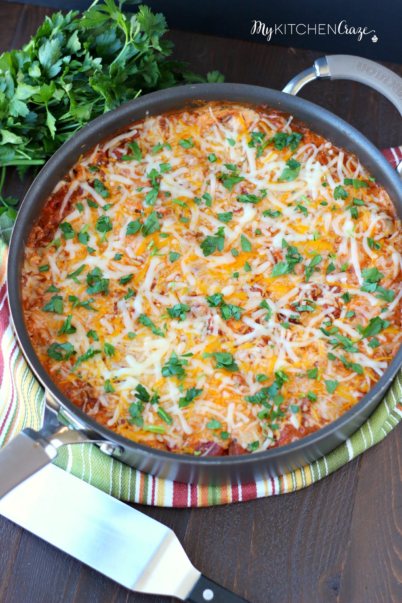 Simple Skillet Lasagna ~ mykitchencraze.com ~ Need an easy meal for dinner tonight? This skillet lasagna will be on your table in no time. Delicious!