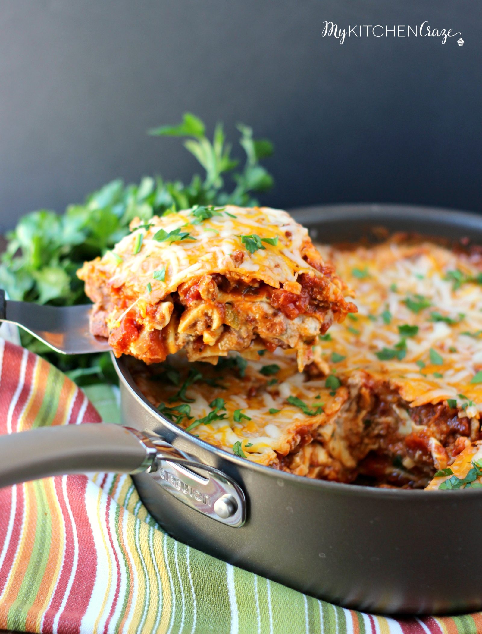 Simple Skillet Lasagna ~ mykitchencraze.com ~ Need an easy meal for dinner tonight? This skillet lasagna will be on your table in no time. Delicious!