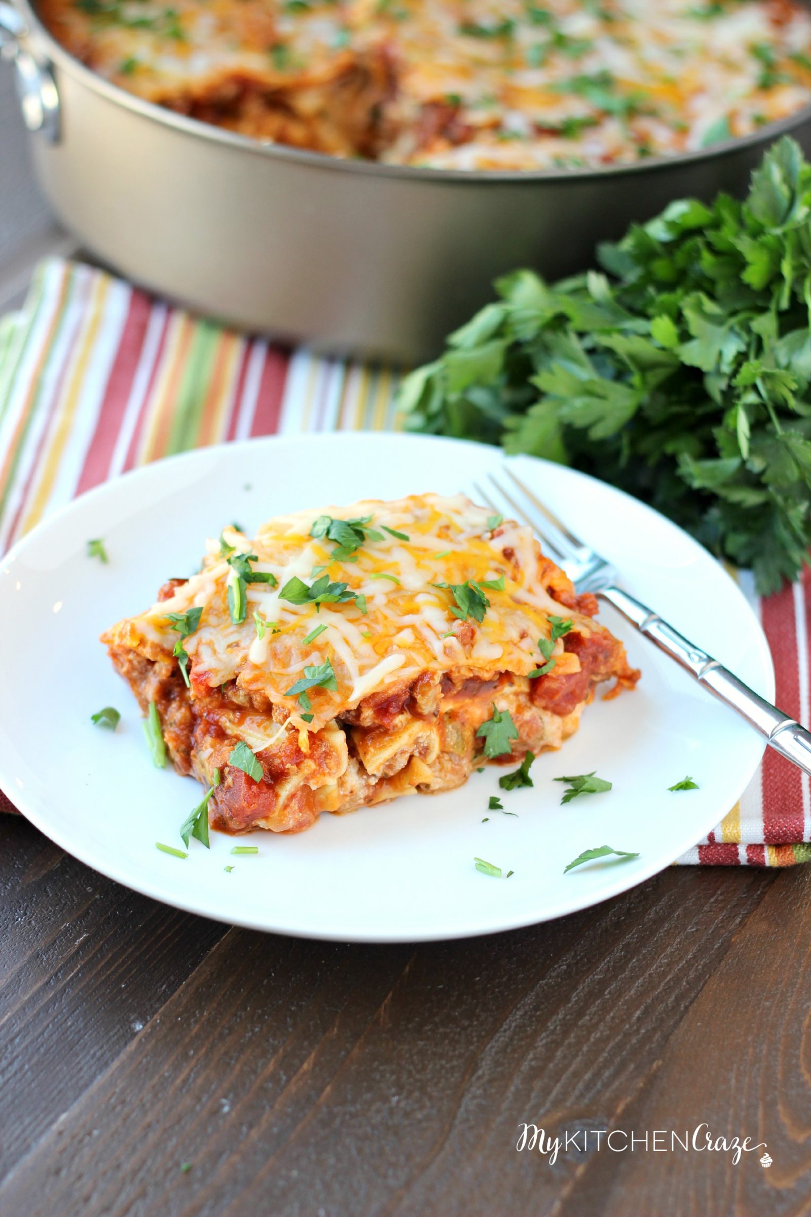 Simple Skillet Lasagna ~ mykitchencraze.com ~ Need an easy meal for dinner tonight? This skillet lasagna will be on your table in no time. Delicious!