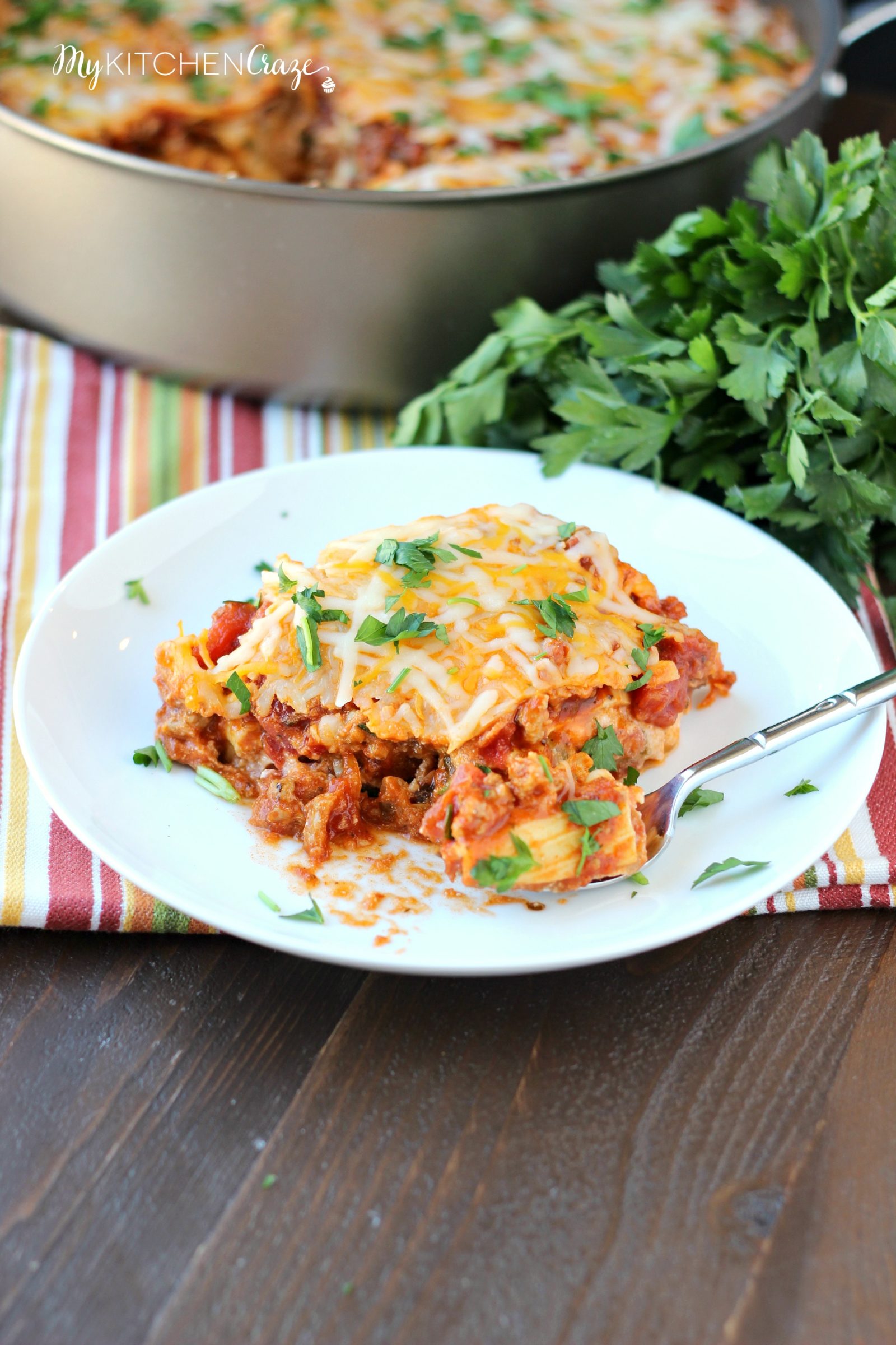 Simple Skillet Lasagna ~ mykitchencraze.com ~ Need an easy meal for dinner tonight? This skillet lasagna will be on your table in no time. Delicious!