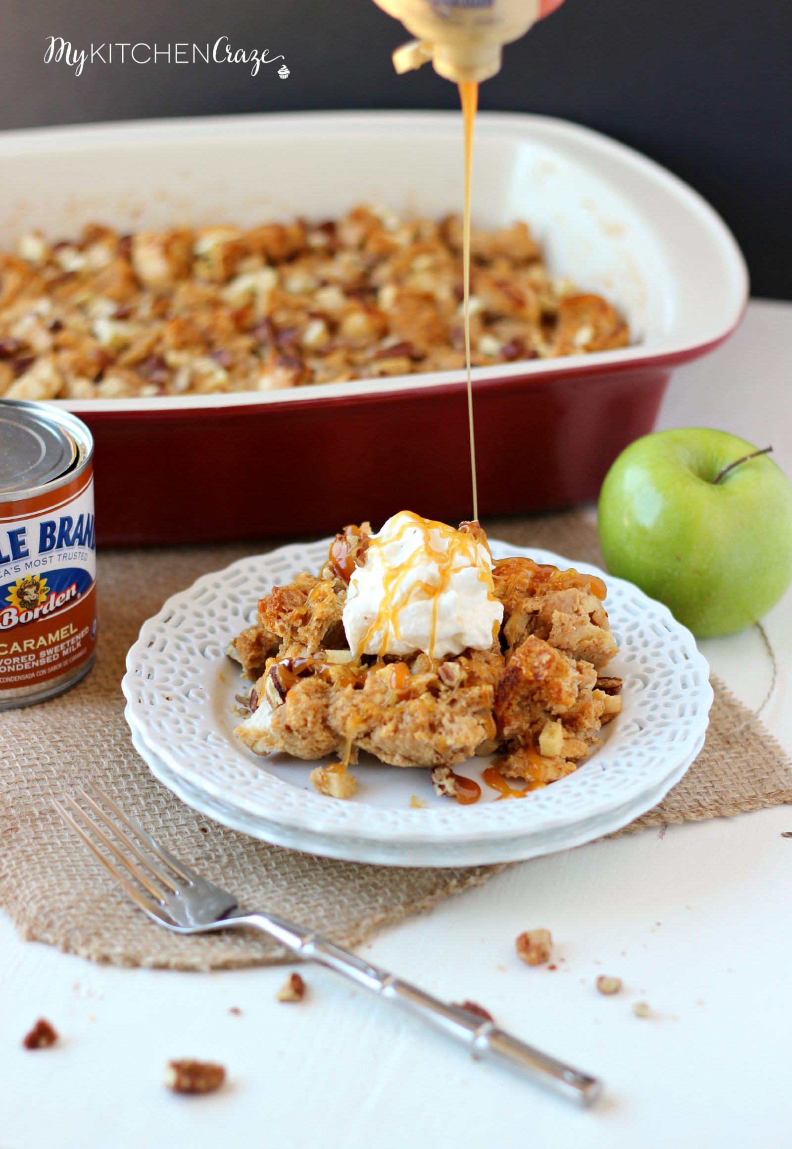 Caramel Apple Bread Pudding - My Kitchen Craze