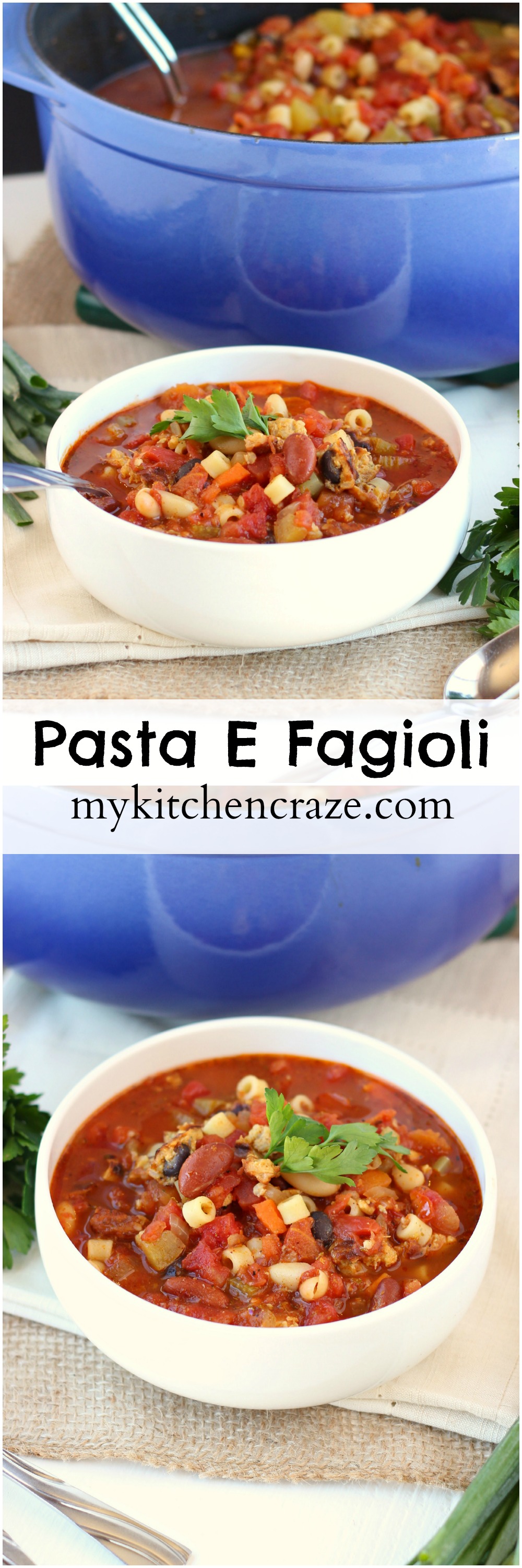 Pasta E Fagioli ~ mykitchencraze ~ Delicious hearty soup for those cold chilly nights! #FallWithATwist #ad