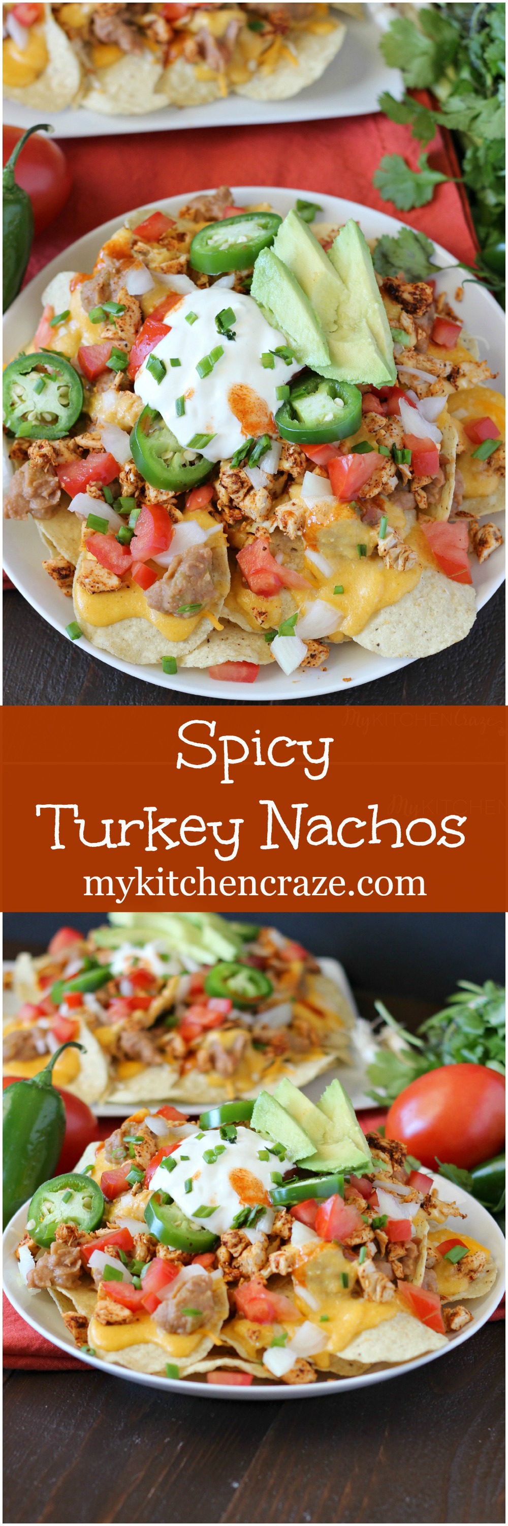 Spicy Turkey Nachos ~ mykitchencraze.com ~ Perfect way to use up the leftover turkey from Thanksgiving. Plus they're delicious and a breeze to whip up!