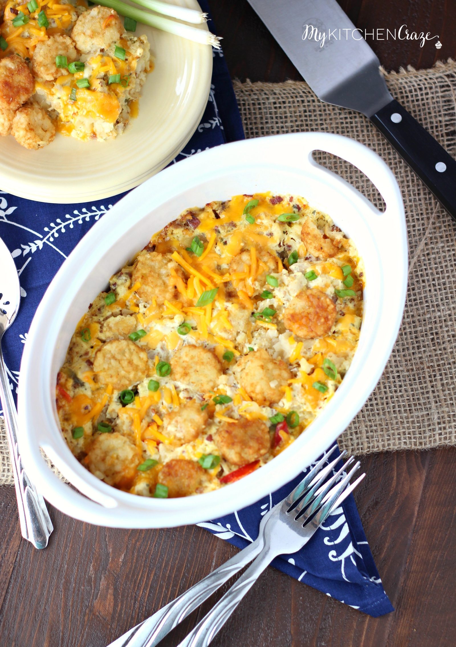 IMG_2939Chicken Ranch Tater Tot Casserole ~ mykitchencraze.com ~ Enjoy this easy no fuss casserole on those busy hectic nights. Creamy and loaded with tater tots. What could be better?