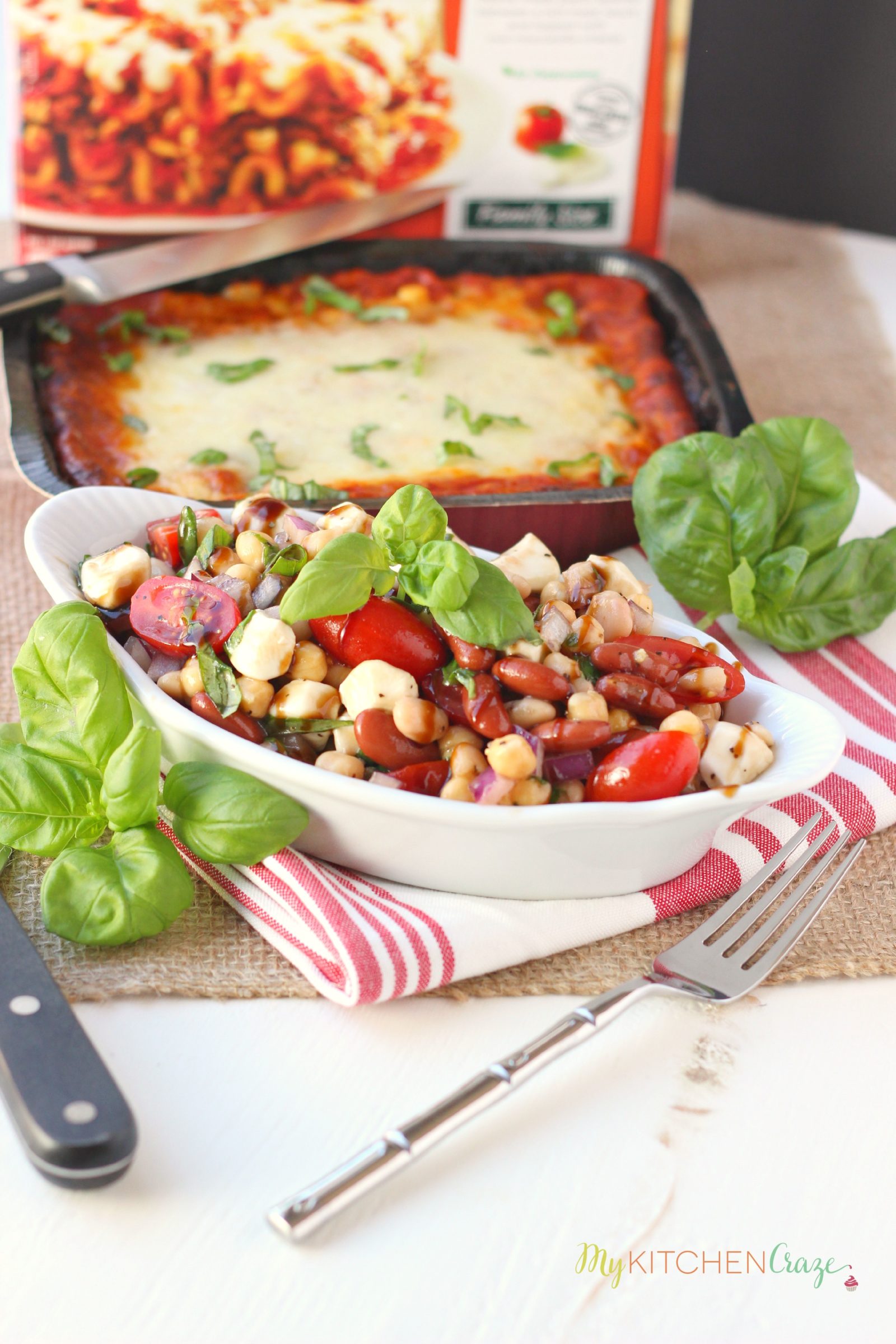 Three Bean Caprese Salad ~ mykitchencraze.com ~ Perfect side dish for any meal.