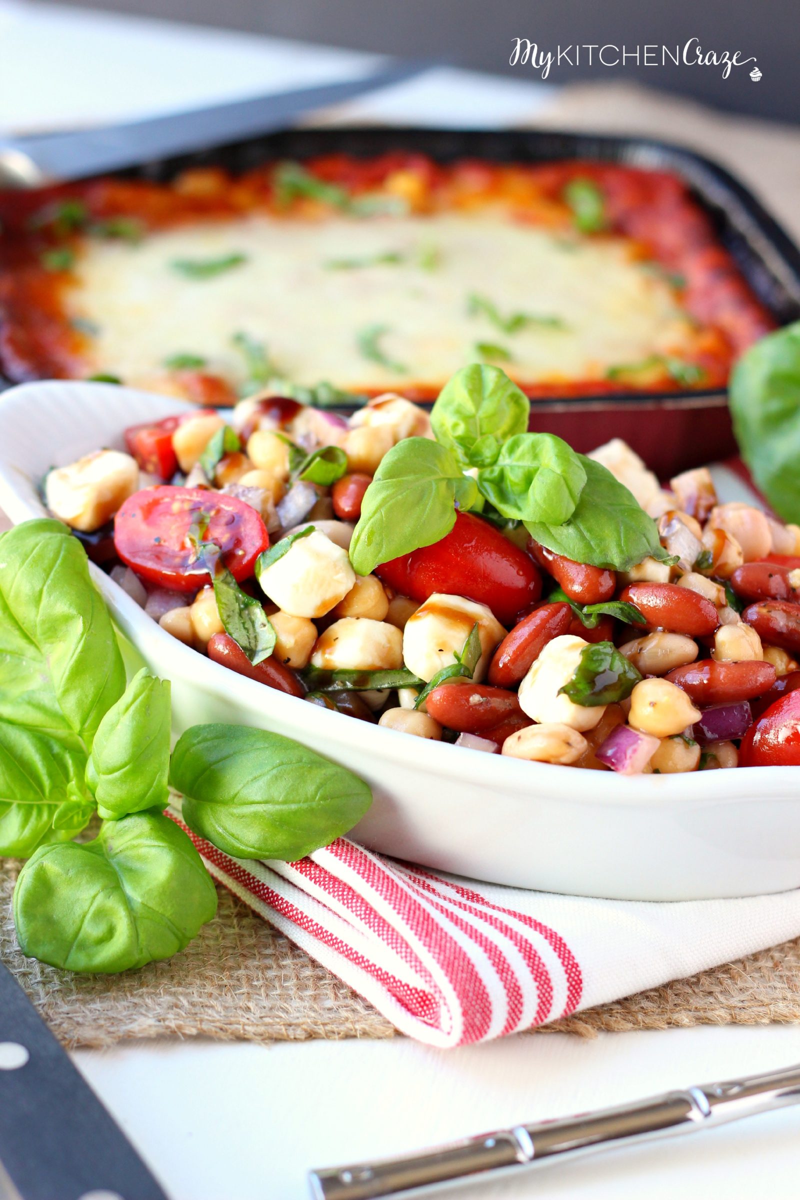 Three Bean Caprese Salad ~ mykitchencraze.com ~ Perfect side dish for any meal.