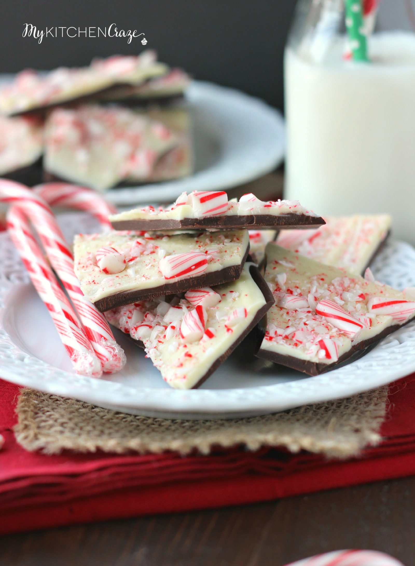 Easy Peppermint Bark ~ mykitchencraze.com ~ Perfect dessert for the holidays.