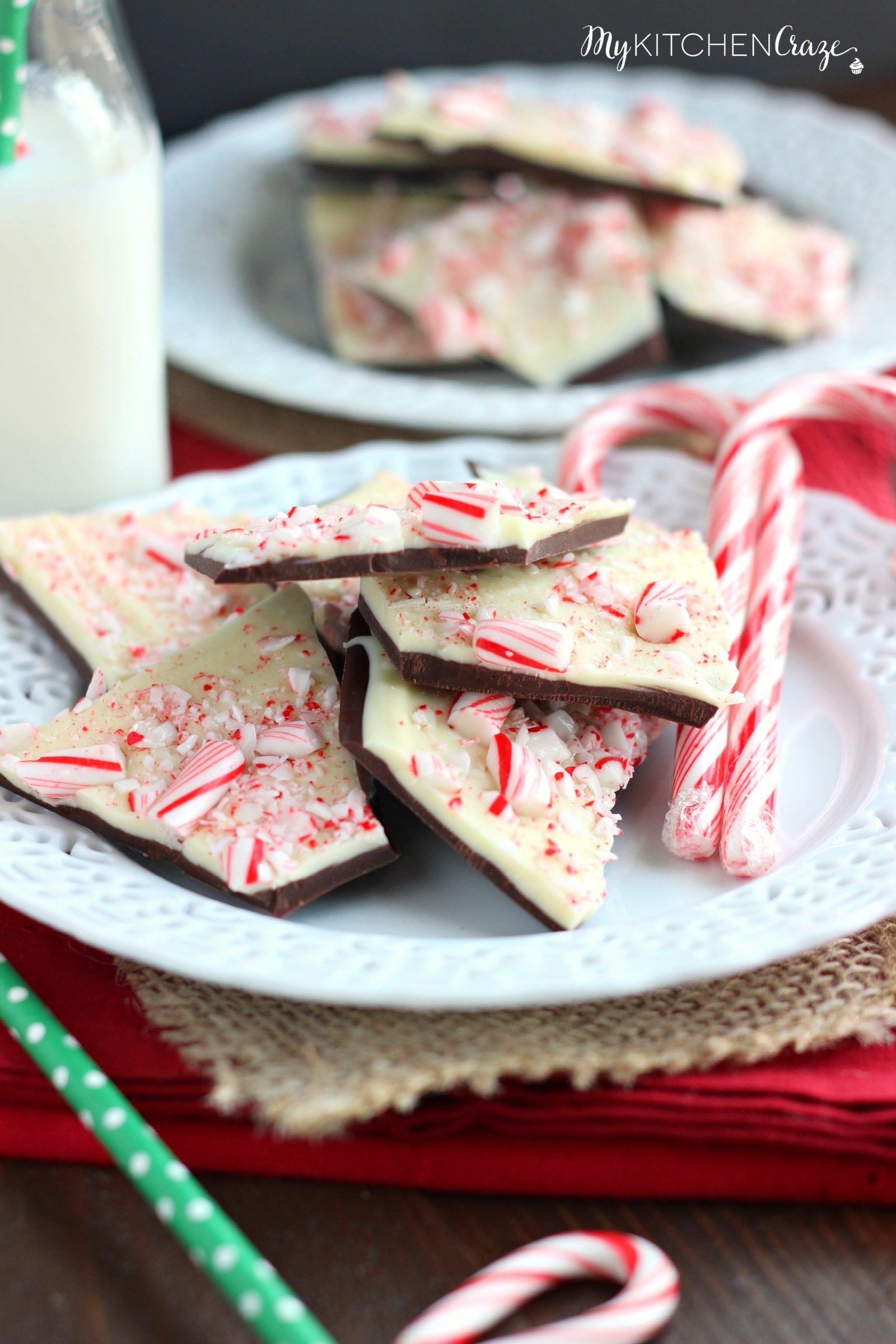 Easy Peppermint Bark ~ mykitchencraze.com ~ Perfect dessert for the holidays.