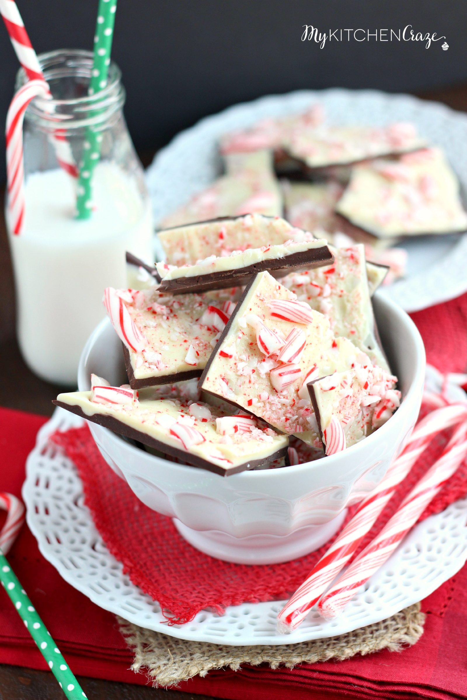 Easy Peppermint Bark ~ mykitchencraze.com ~ Perfect dessert for the holidays.