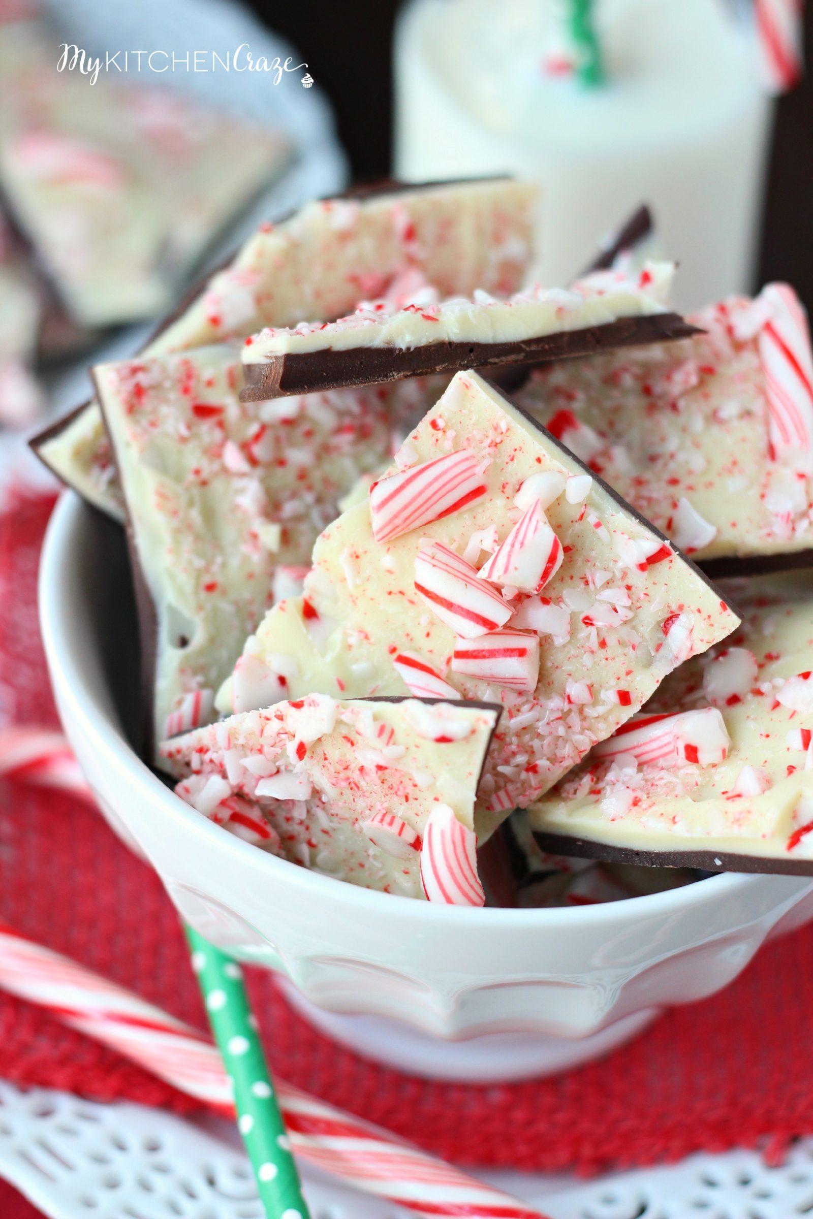 Easy Peppermint Bark ~ mykitchencraze.com ~ Perfect dessert for the holidays.
