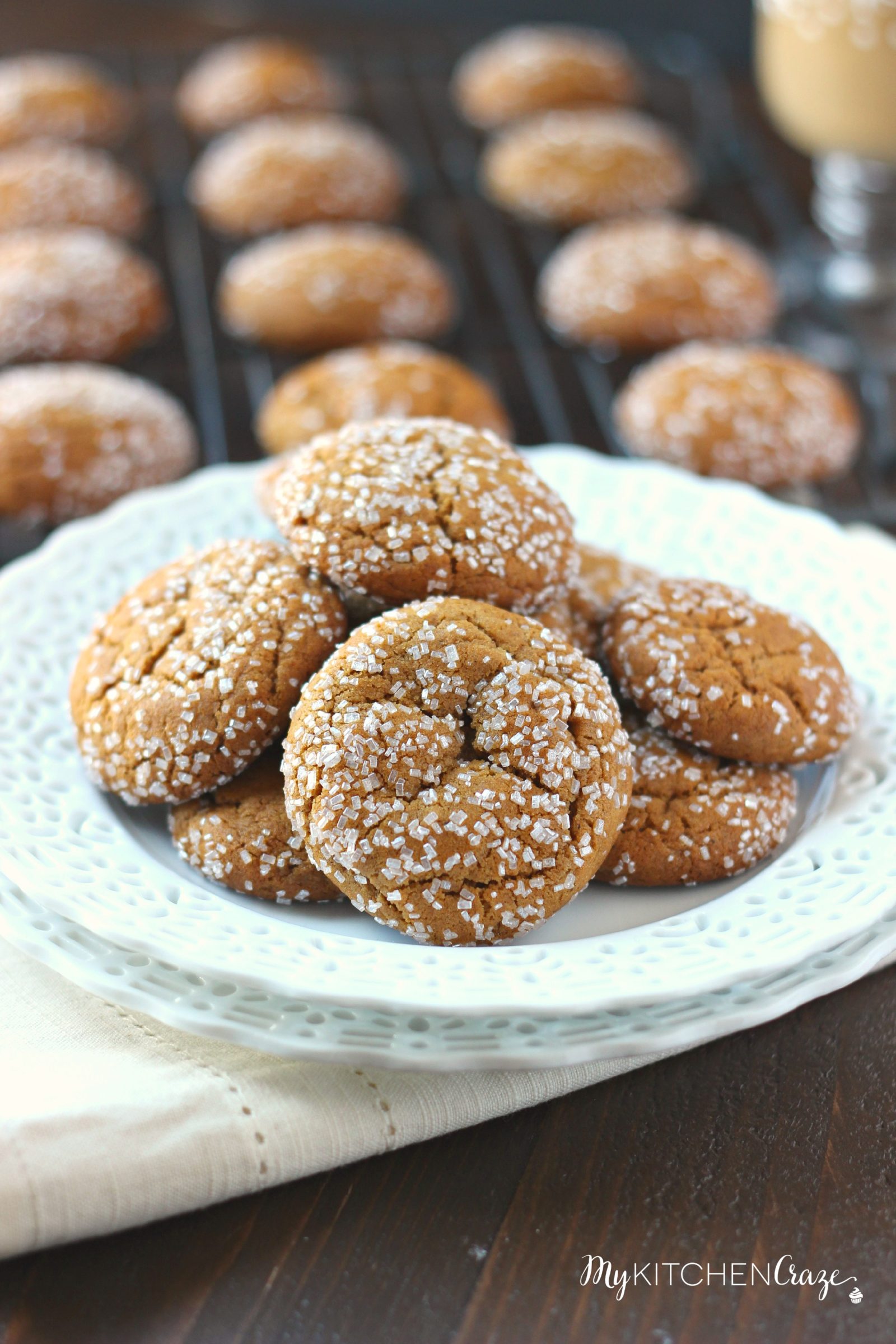 Molasses Crinkle Cookies ~ mykitchencraze.com ~ A delicious, soft chewy molasses crinkle cookie. Loaded with cinnamon, ginger and cloves. These cookies will be a hit!