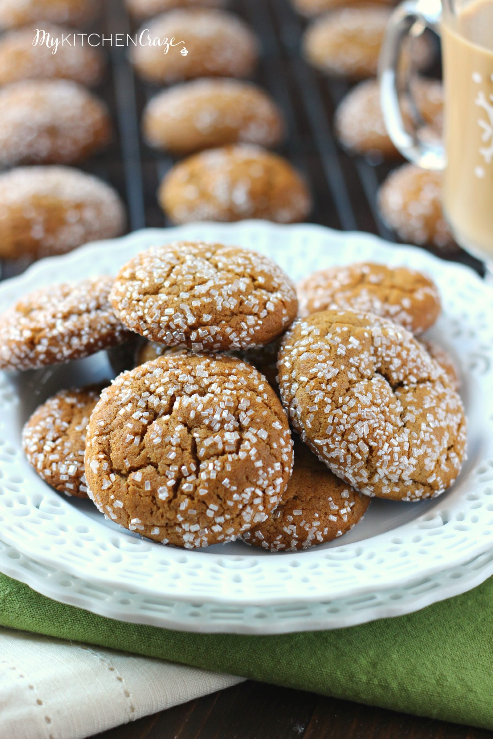 Molasses Crinkle Cookies ~ mykitchencraze.com ~ A delicious, soft chewy molasses crinkle cookie. Loaded with cinnamon, ginger and cloves. These cookies will be a hit!
