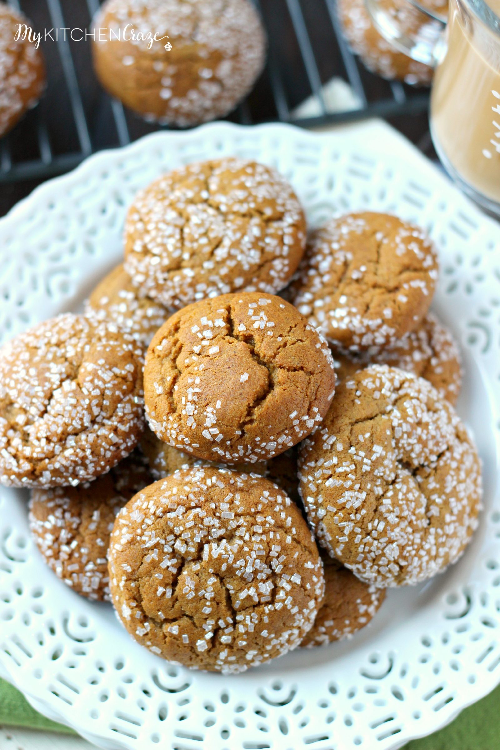 Molasses Crinkle Cookies ~ mykitchencraze.com ~ A delicious, soft chewy molasses crinkle cookie. Loaded with cinnamon, ginger and cloves. These cookies will be a hit!