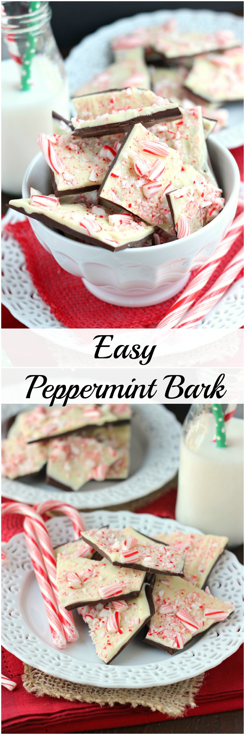 Easy Peppermint Bark ~ mykitchencraze.com ~ Perfect dessert for the holidays.