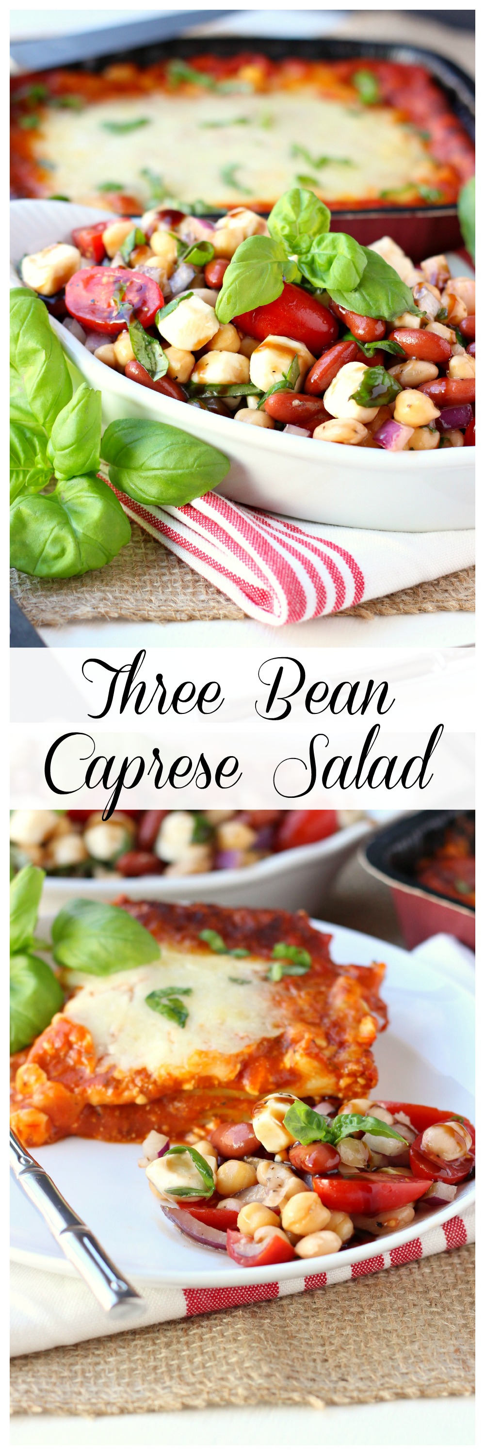Three Bean Caprese Salad ~ mykitchencraze.com ~ Perfect side dish for any meal.