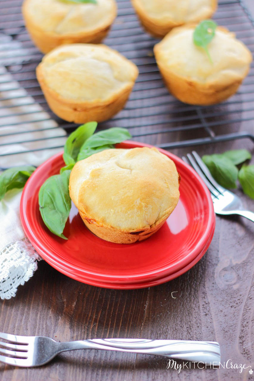 Mini Chicken Pot Pies ~ mykitchencraze.com ~ Everything you're used to in a chicken pot pie, but made mini! Easy to make and tastes delicious!