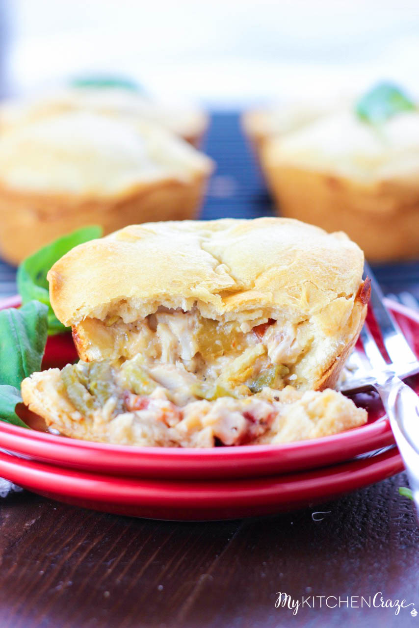 Mini Chicken Pot Pies ~ mykitchencraze.com ~ Everything you're used to in a chicken pot pie, but made mini! Easy to make and tastes delicious!