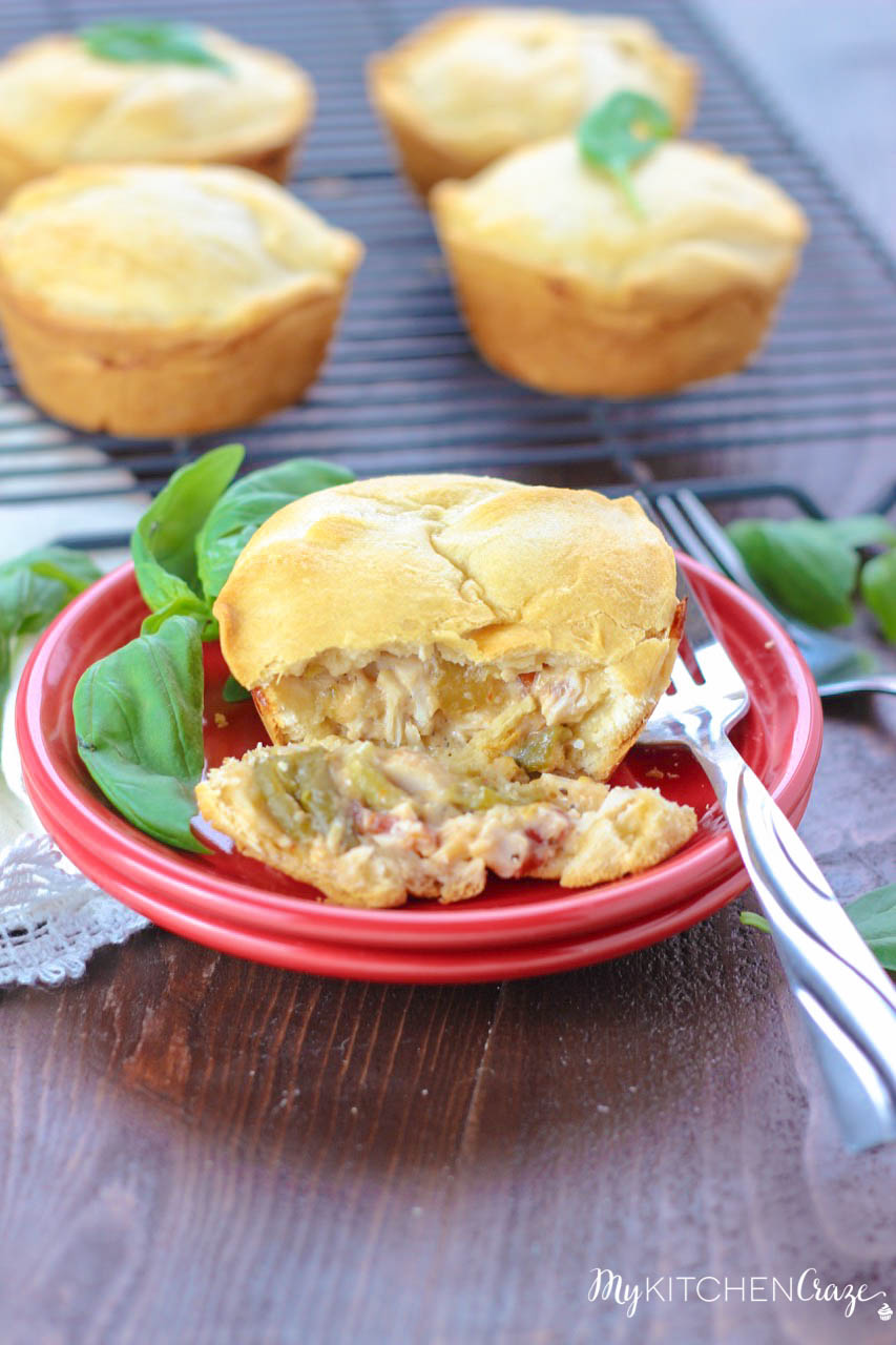 Mini Chicken Pot Pies ~ mykitchencraze.com ~ Everything you're used to in a chicken pot pie, but made mini! Easy to make and tastes delicious!