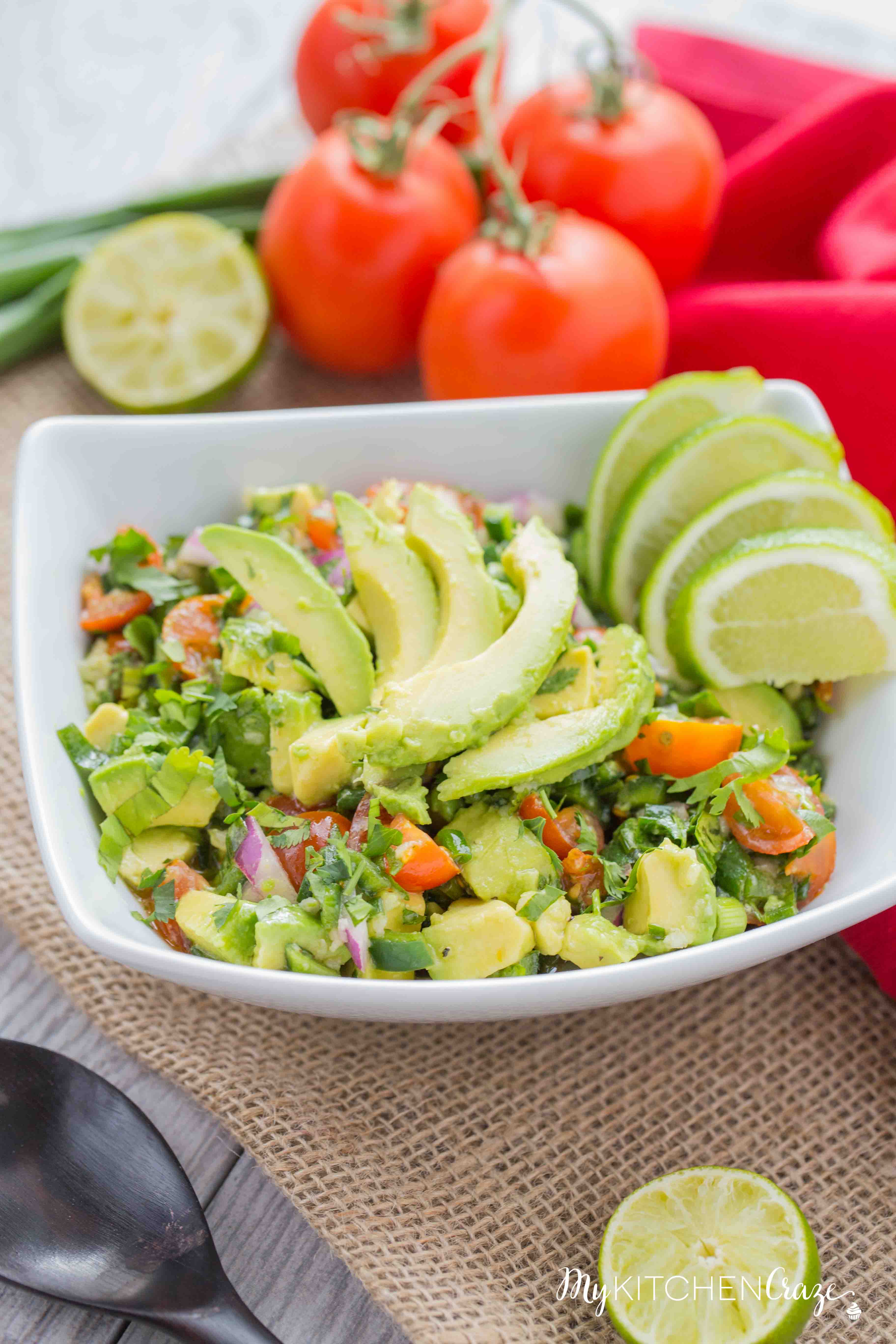 Avocado Salad ~ mykitchencraze.com ~ Enjoy this easy and refreshing Avocado Salad as a side dish or a main entree. Either way it's easy to make and tastes delicious!