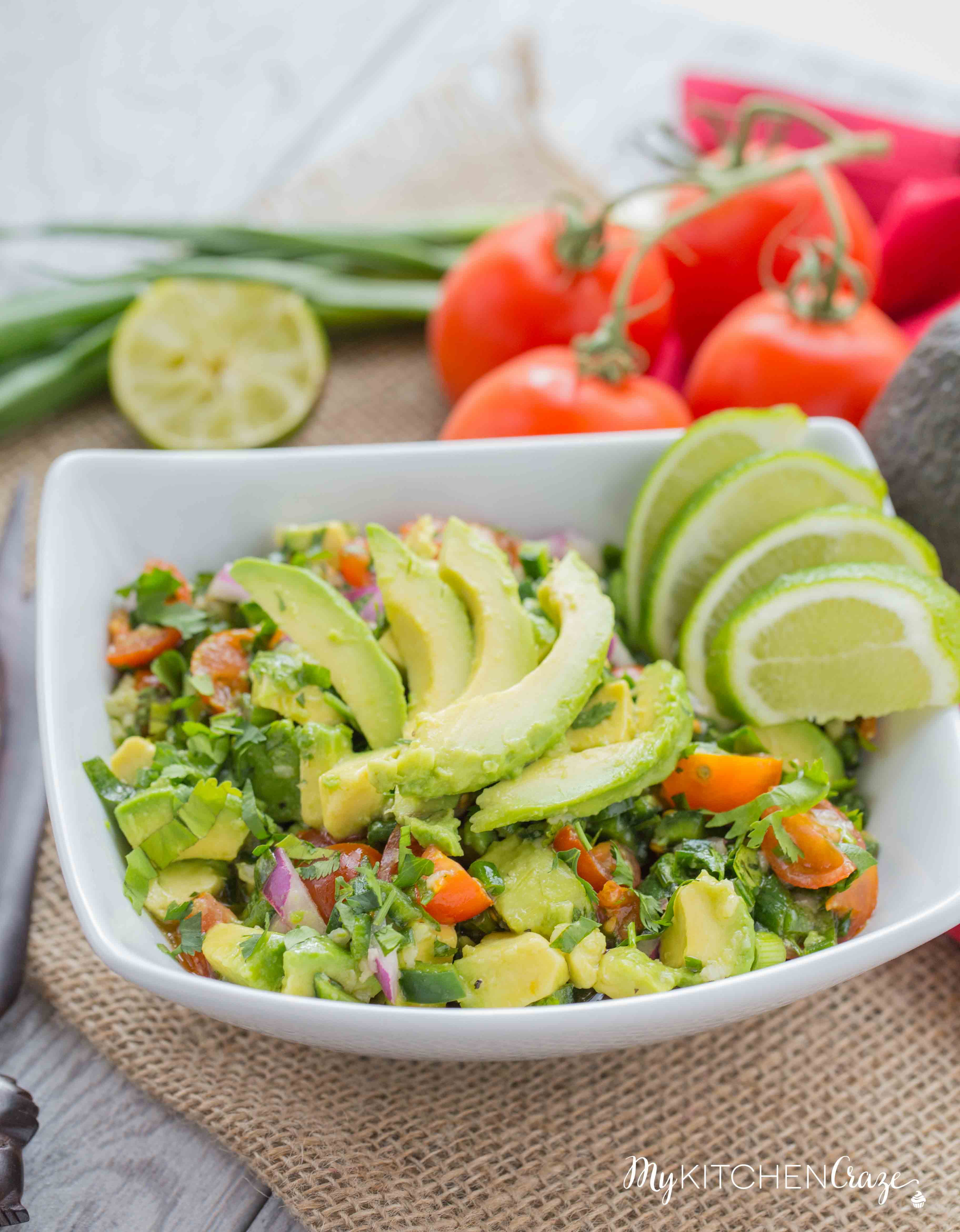 Avocado Salad ~ mykitchencraze.com ~ Enjoy this easy and refreshing Avocado Salad as a side dish or a main entree. Either way it's easy to make and tastes delicious!