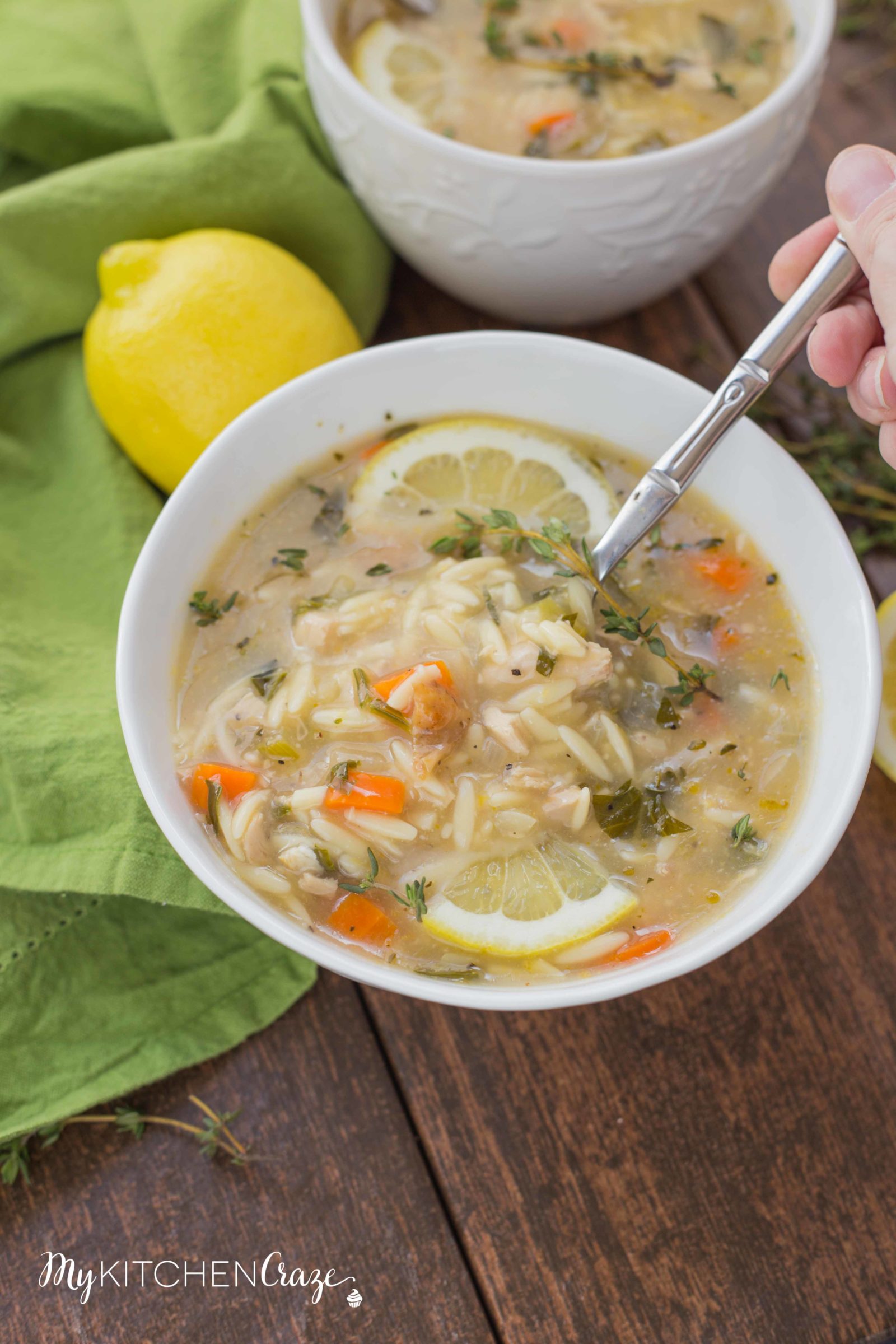 Lemon Orzo Soup ~ mykitchencraze.com ~ Enjoy this delicious soup any time of the year. Perfect when you're under the weather or just craving a light refreshing soup!