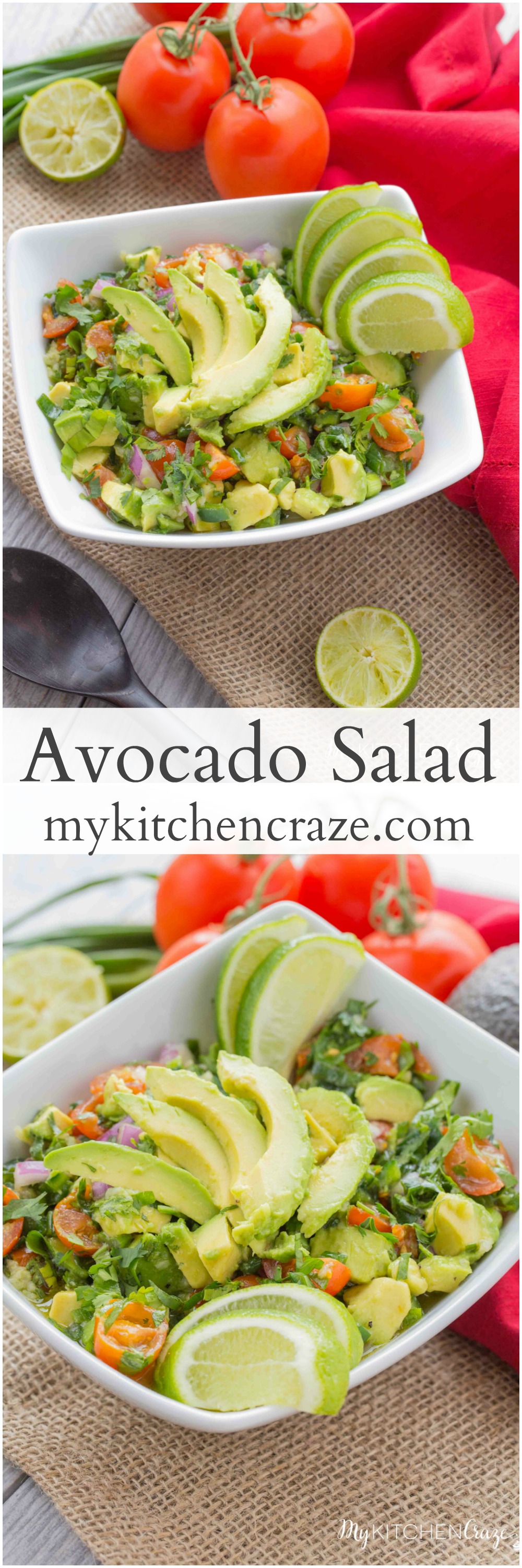 Avocado Salad ~ mykitchencraze.com ~ Enjoy this easy and refreshing Avocado Salad as a side dish or a main entree. Either way it's easy to make and tastes delicious!