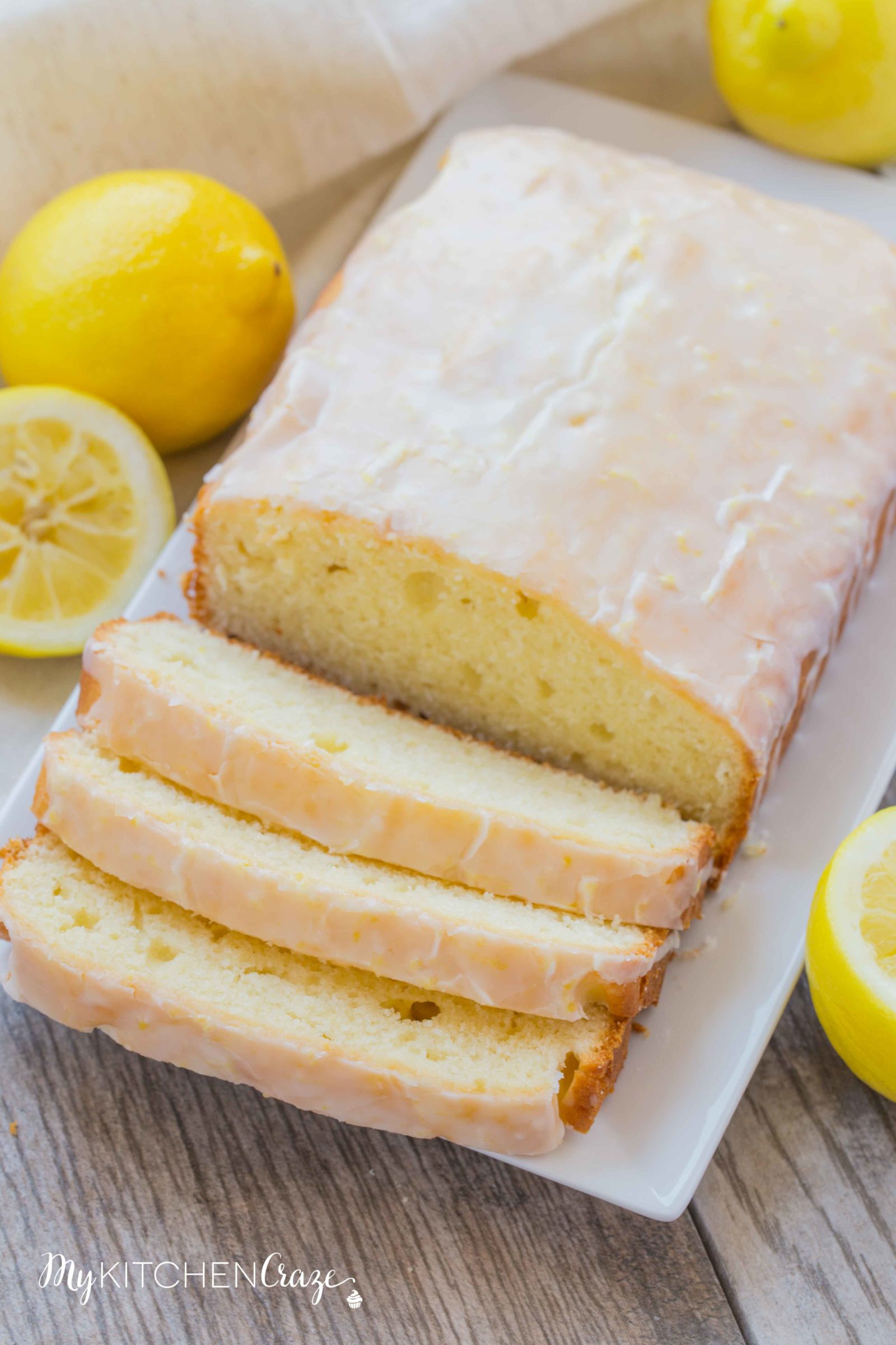 Lemon Yogurt Loaf Cake ~ mykitchencraze.com ~ Lemon yogurt cake is the perfect dessert for the whole family. It's moist and the lemon flavor is delicious.