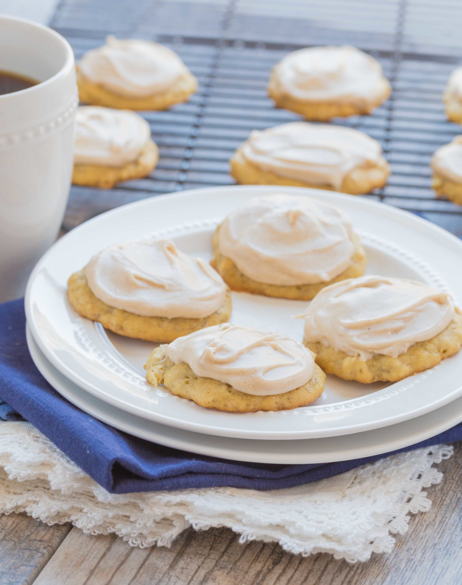 Banana Cookies with Browned Butter Frosting - My Kitchen Craze