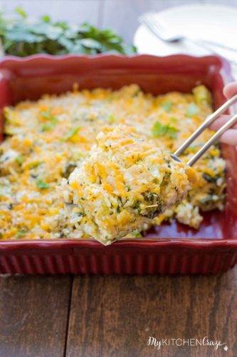 Vegetable and Cheesy Chicken Rice Casserole - My Kitchen Craze