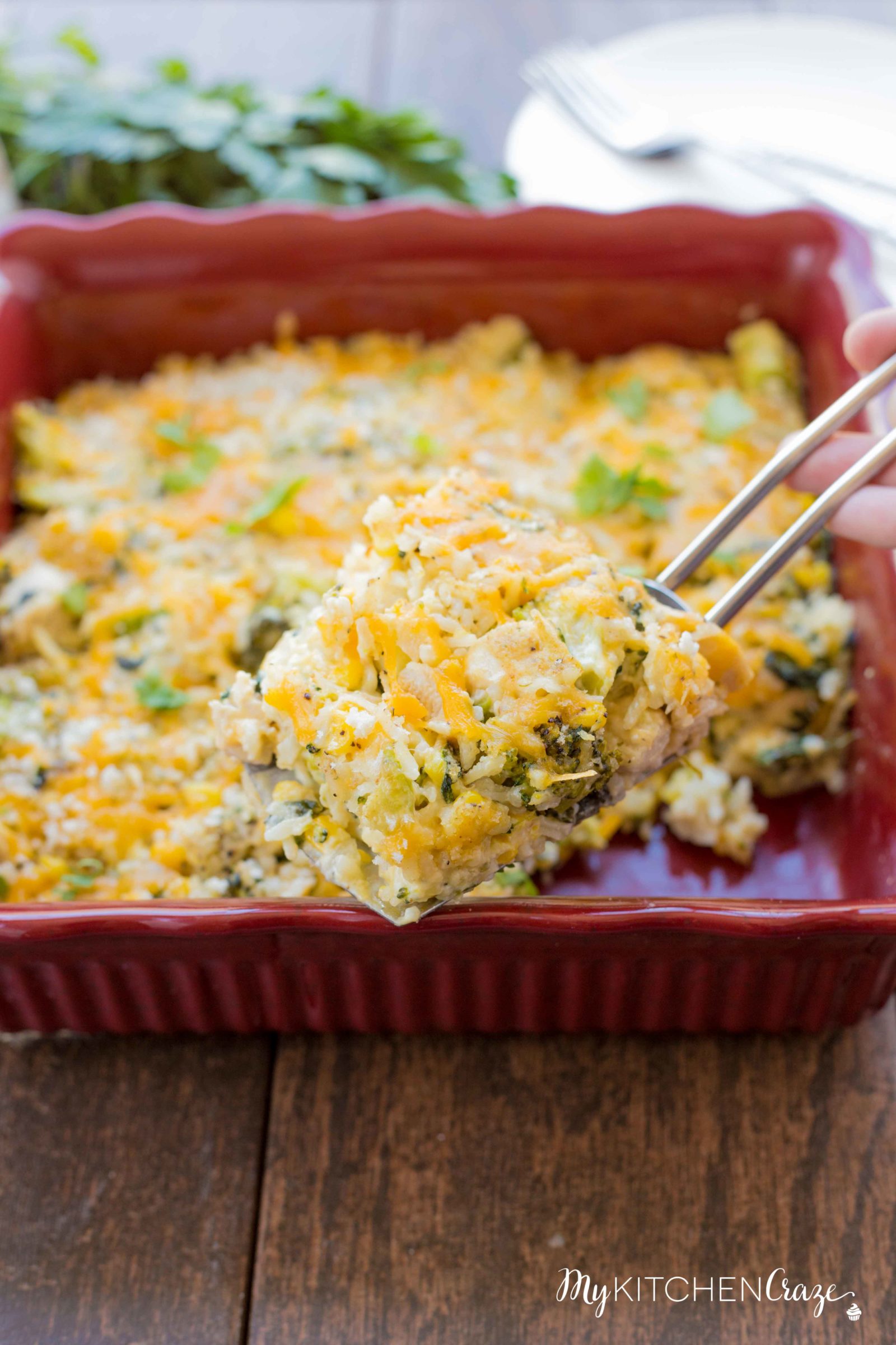 Cheesy Chicken and Vegetable Rice Casserole ~ Loaded with all sorts of delicious ingredients and flavors and the leftovers are even better the next day. Perfect for those busy nights!