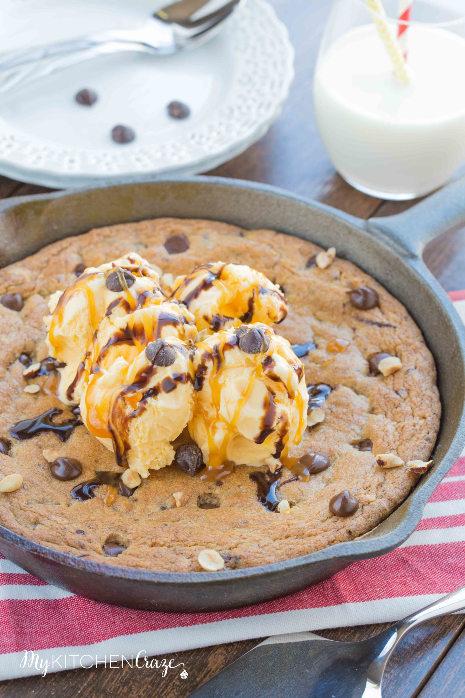 Chocolate Chip Hazelnut Skillet Cookie ~ mykitchencraze.com