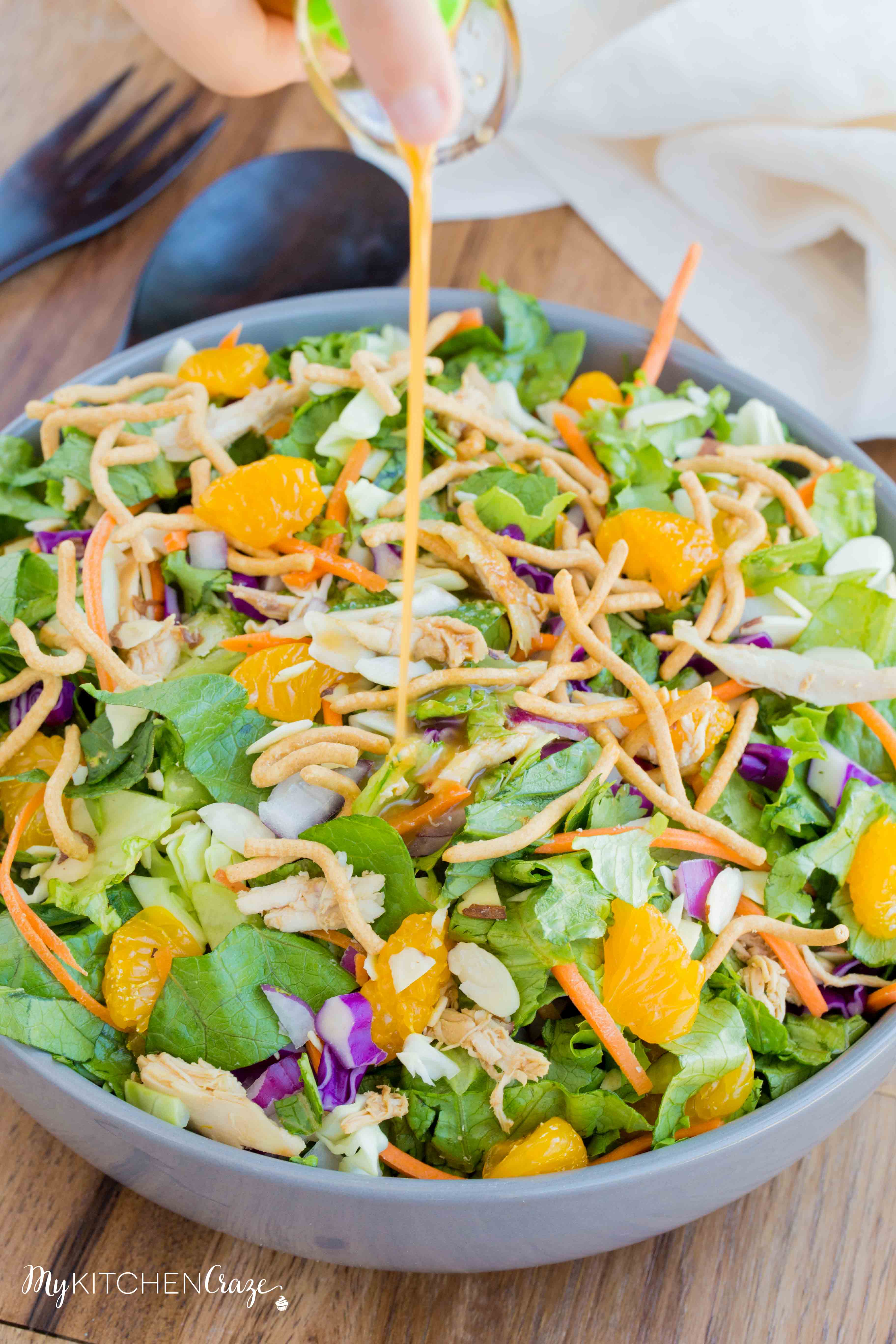 Chinese Chicken Salad ~ mykitchencraze.com ~ Perfect salad recipe for those busy nights. Loaded with chicken, vegetables and a delicious sesame vinaigrette.