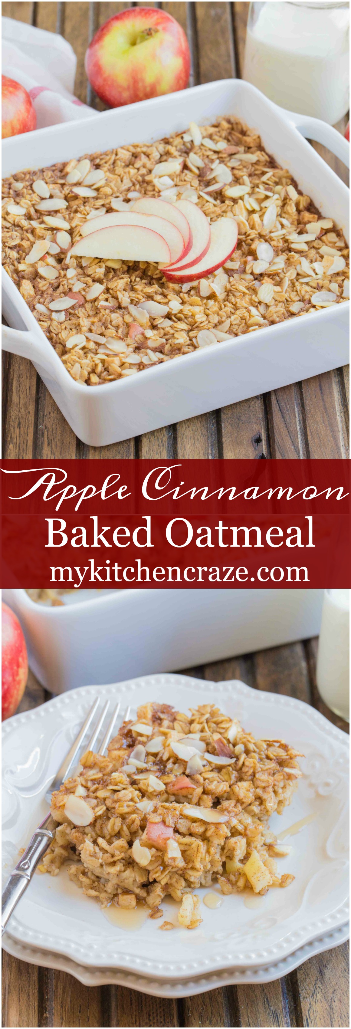 Apple Cinnamon Baked Oatmeal ~ mykitchencraze.com ~ This baked oatmeal is prepared within minutes and is perfect for a hearty breakfast!