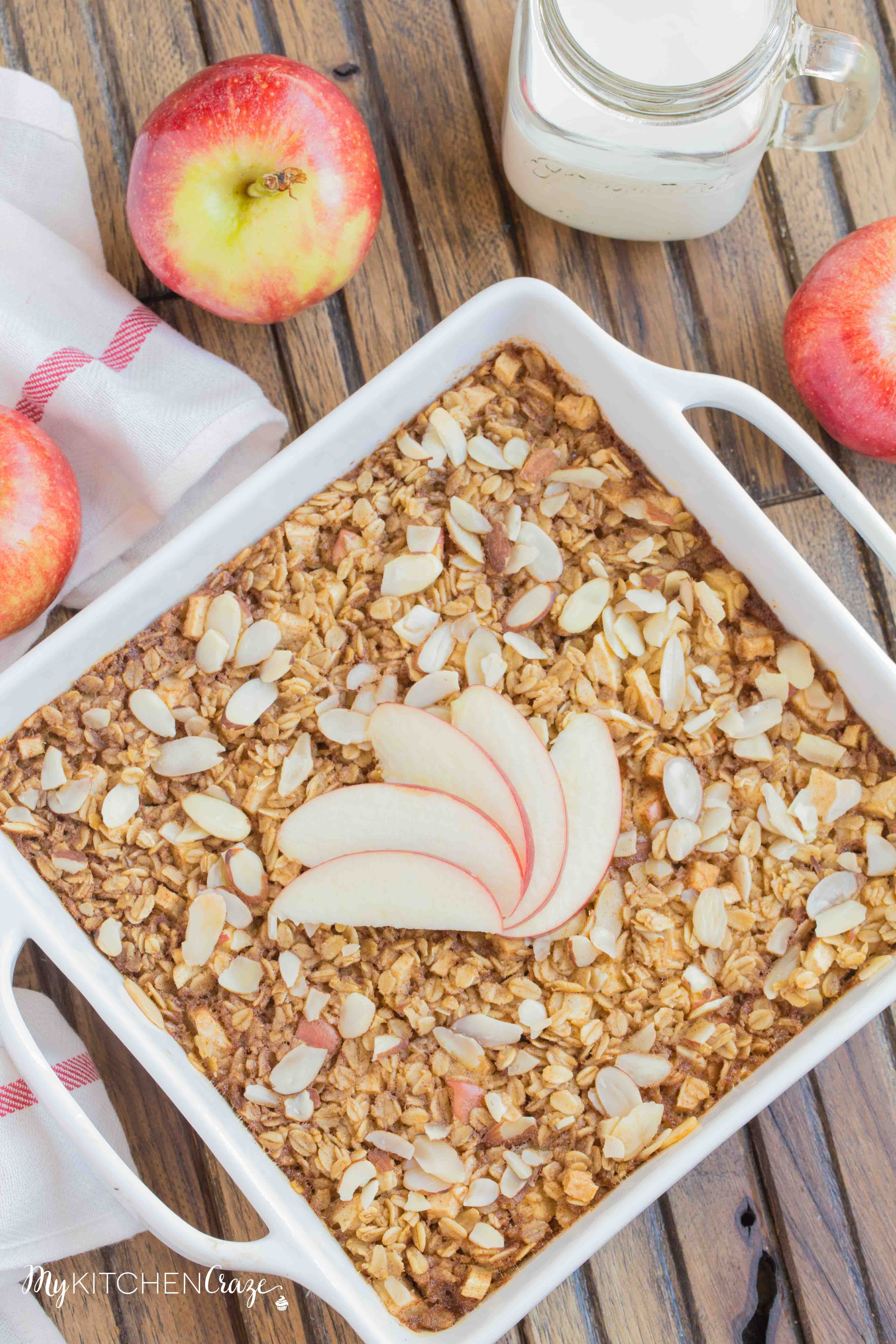 Apple Cinnamon Baked Oatmeal ~ mykitchencraze.com ~ This baked oatmeal is prepared within minutes and is perfect for a hearty breakfast!