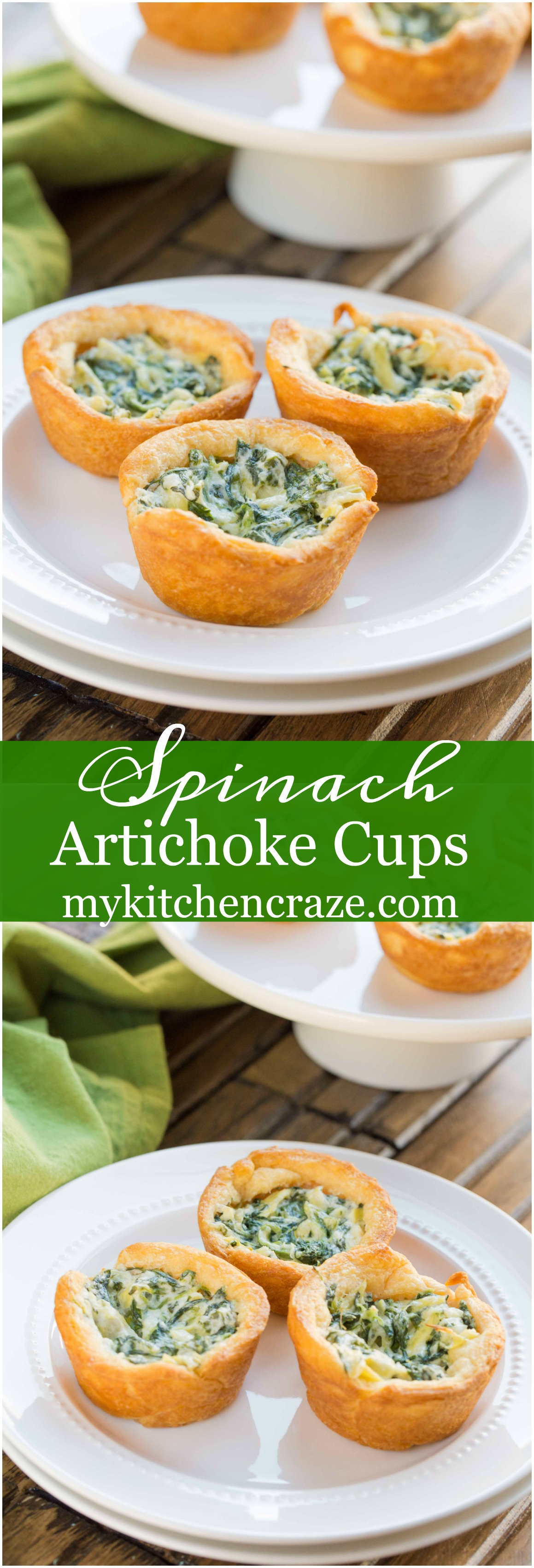 Spinach Artichoke Cups ~ mykitchencraze.com ~ This appetizer is perfect for any potlucks or parties. They take no time at all to make and taste delicious. Your guest won't be able to eat just one!