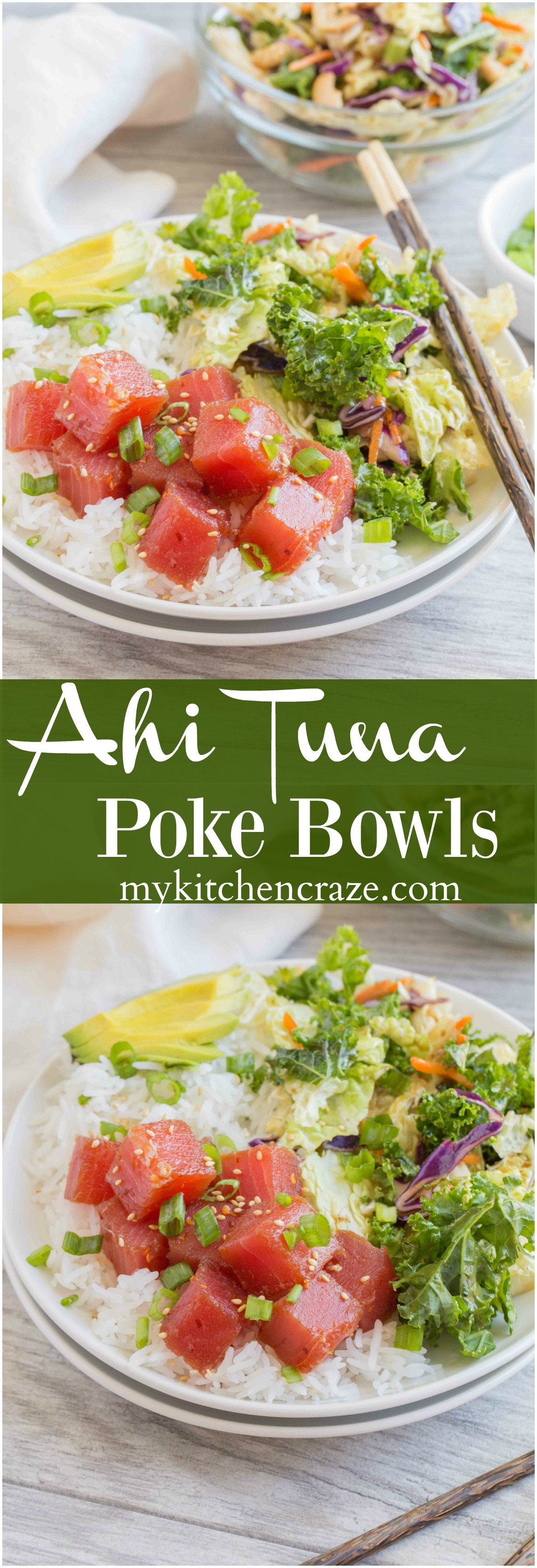 Ahi Tuna Poke Bowls ~ mykitchencraze.com ~ Ahi Tuna Poke Bowls are refreshing and a delicious recipe This easy recipe is great for parties or to enjoy as a family meal.