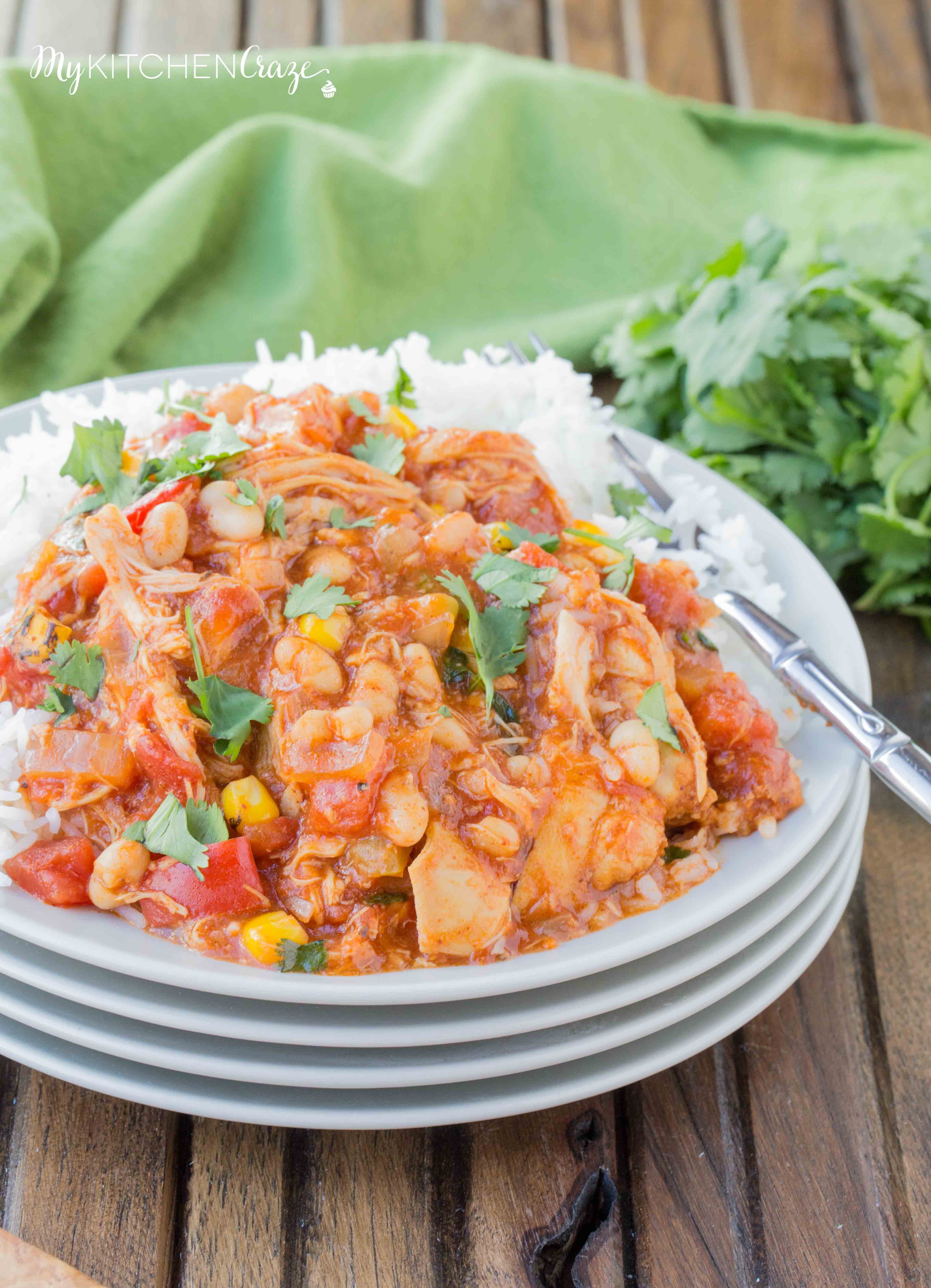 Slow Cooker Spanish Chicken ~ mykitchencraze.com ~ Put everything in the slow cooker and come home to a delicious meal waiting for you! Perfect with a side of rice or mashed potatoes!