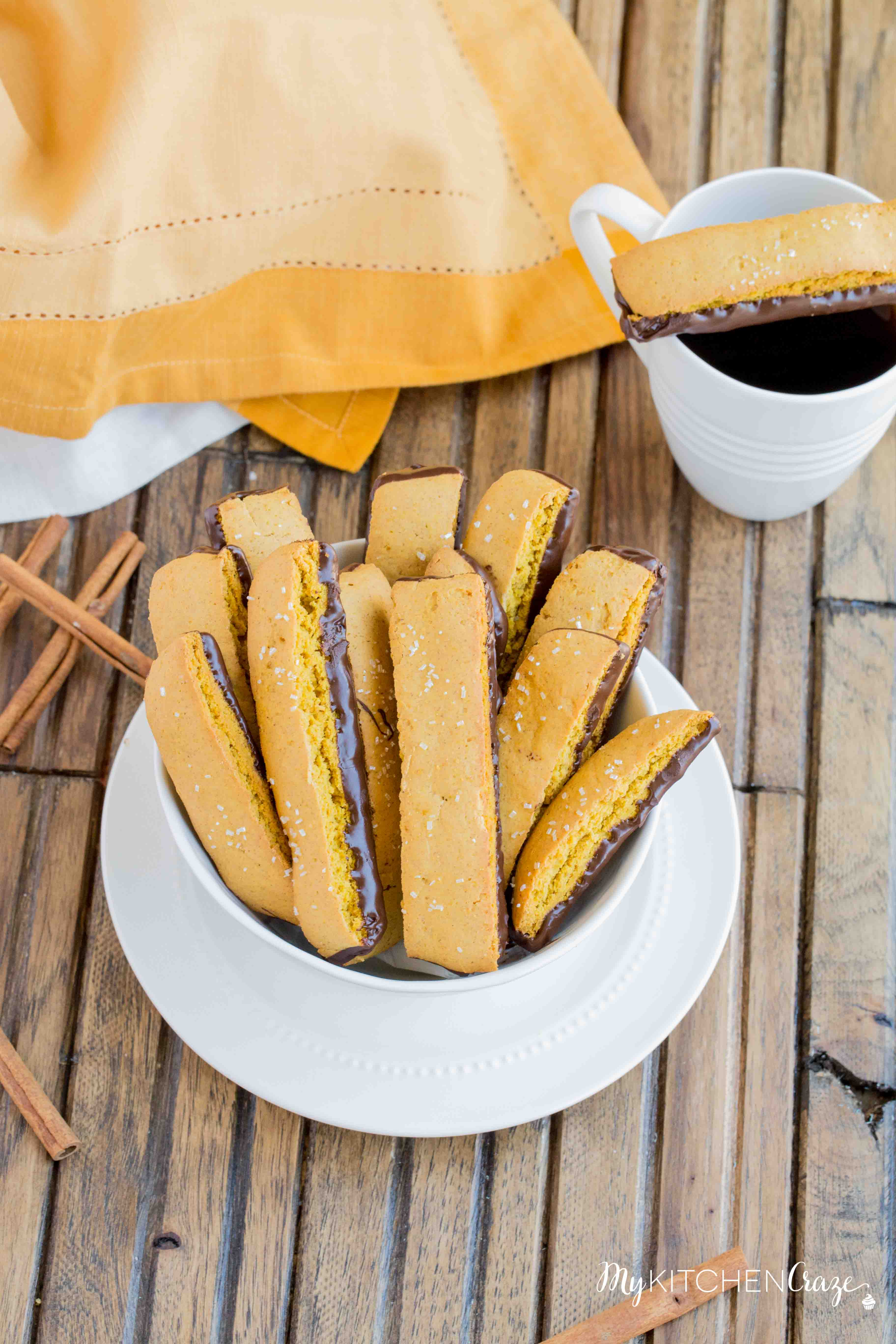 Pumpkin Biscotti ~ Better than any treat you’ll get at your local coffee shop, this decadent and fall inspired treat will be a winner in your home. Make sure to make a cup of coffee or tea with it. They pair perfectly together!