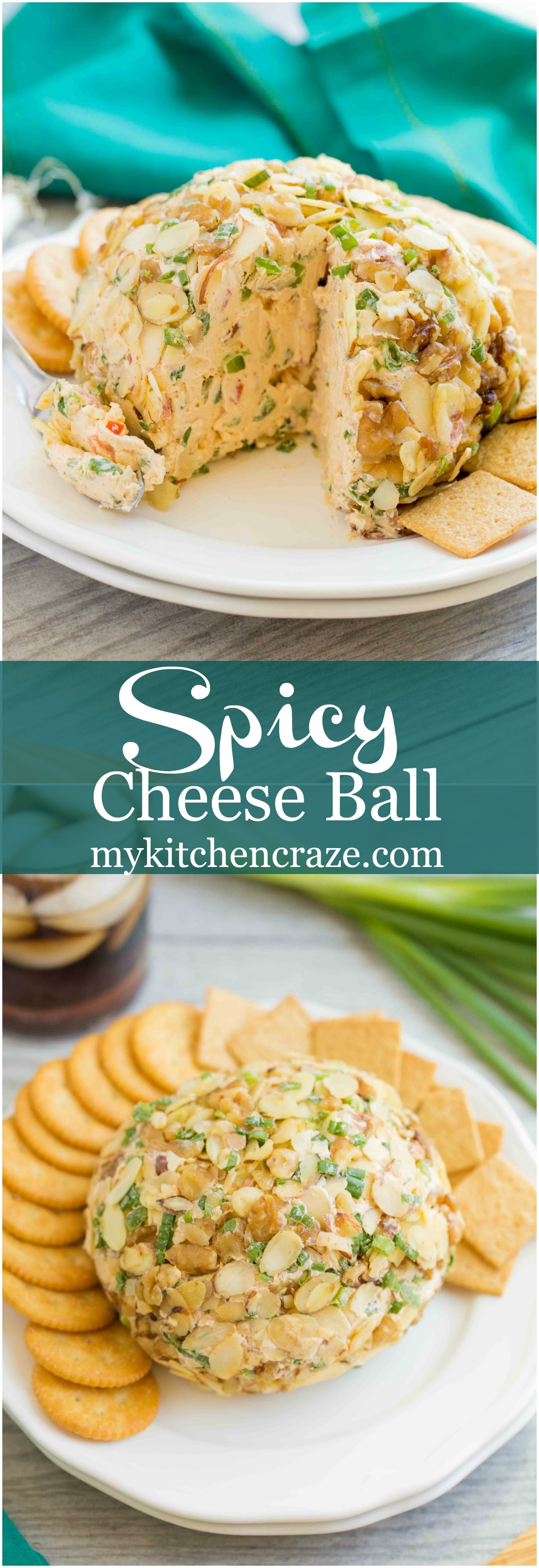 Spicy Cheese Ball ~ Loaded with cream cheese, spices, jalapeños, shredded cheeses & fresh veggies. This is one cheese ball bundled with rich creamy goodness!