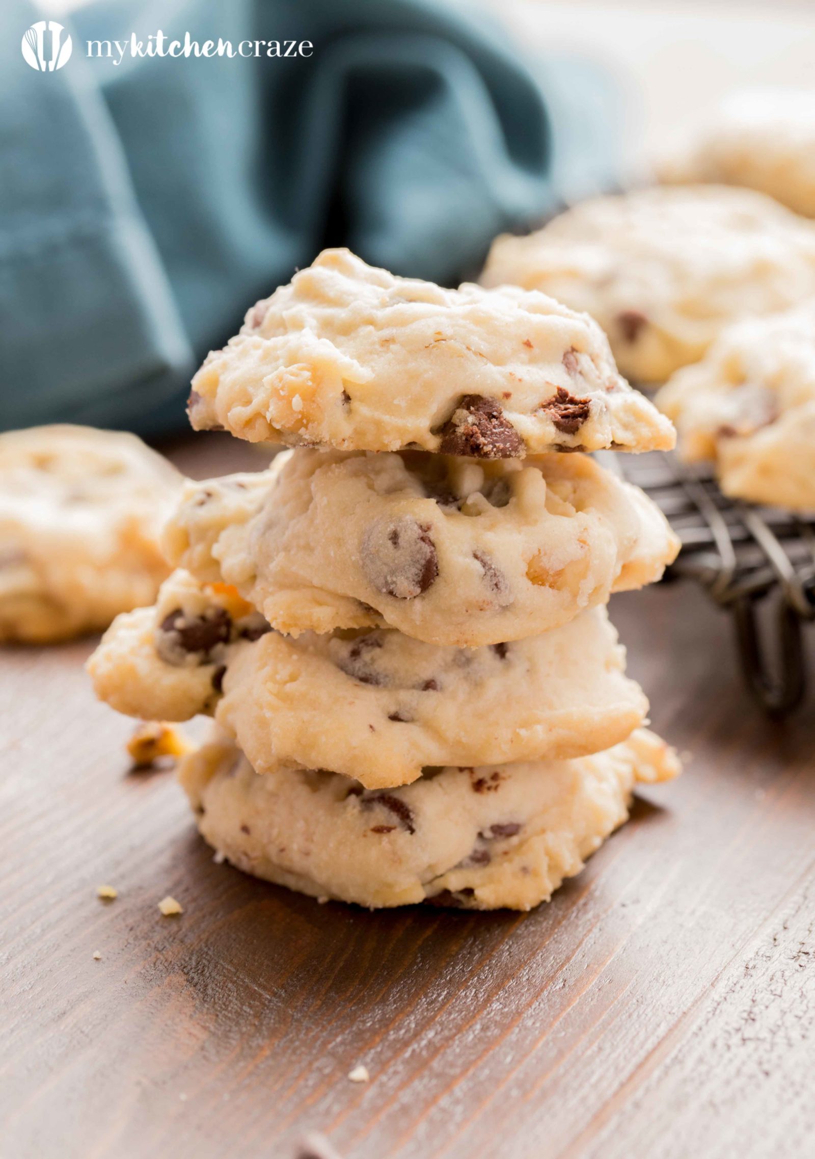 Chocolate Chip Tea Cake Cookies ~ Grab a cup of coffee, your favorite movie and some of these Chocolate Chip Tea Cake Cookies!! They're flakey with the perfect hint of pecans & chocolate chips. You're going to love them!