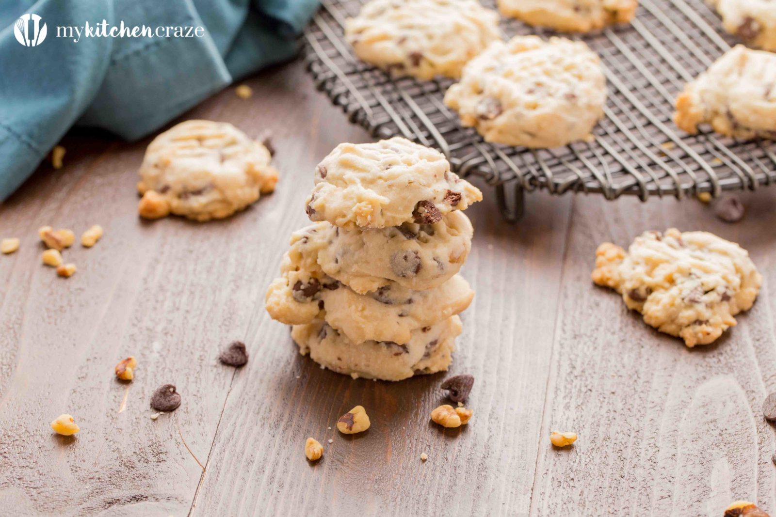 Chocolate Chip Tea Cake Cookies ~ Grab a cup of coffee, your favorite movie and some of these Chocolate Chip Tea Cake Cookies!! They're flakey with the perfect hint of pecans & chocolate chips. You're going to love them!