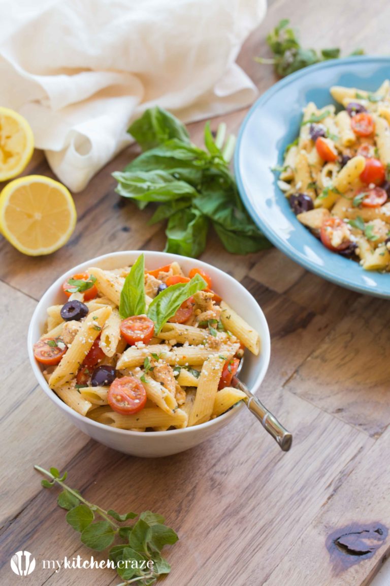 Greek Chicken and Feta Pasta - My Kitchen Craze