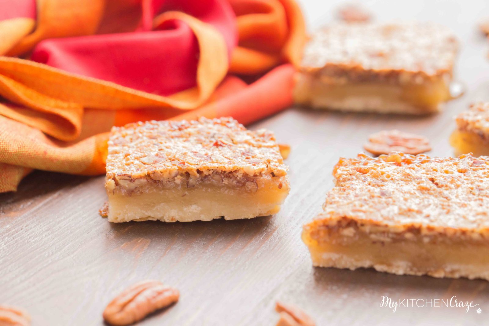 These Pecan Pie Bars are easier to make and serve rather than traditional pecan pie. Perfect for holidays or an any time treat!