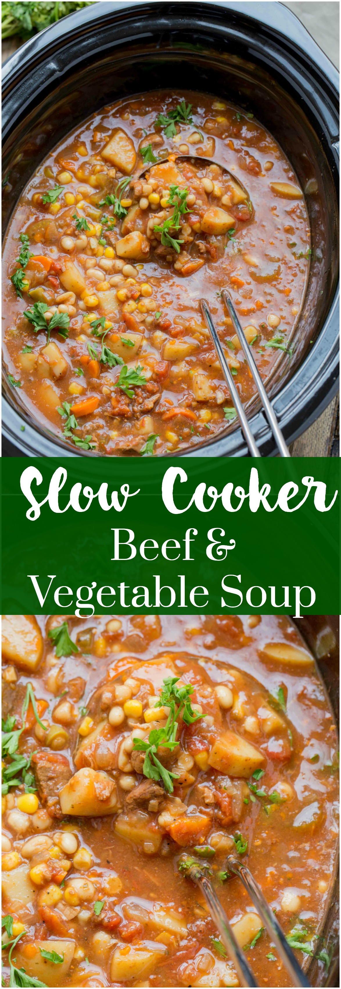 Slow Cooker Beef and Vegetable Soup ~ Easy to make, loaded with hearty vegetables and delicious beef. This is one slow cooker soup you must make this winter. 